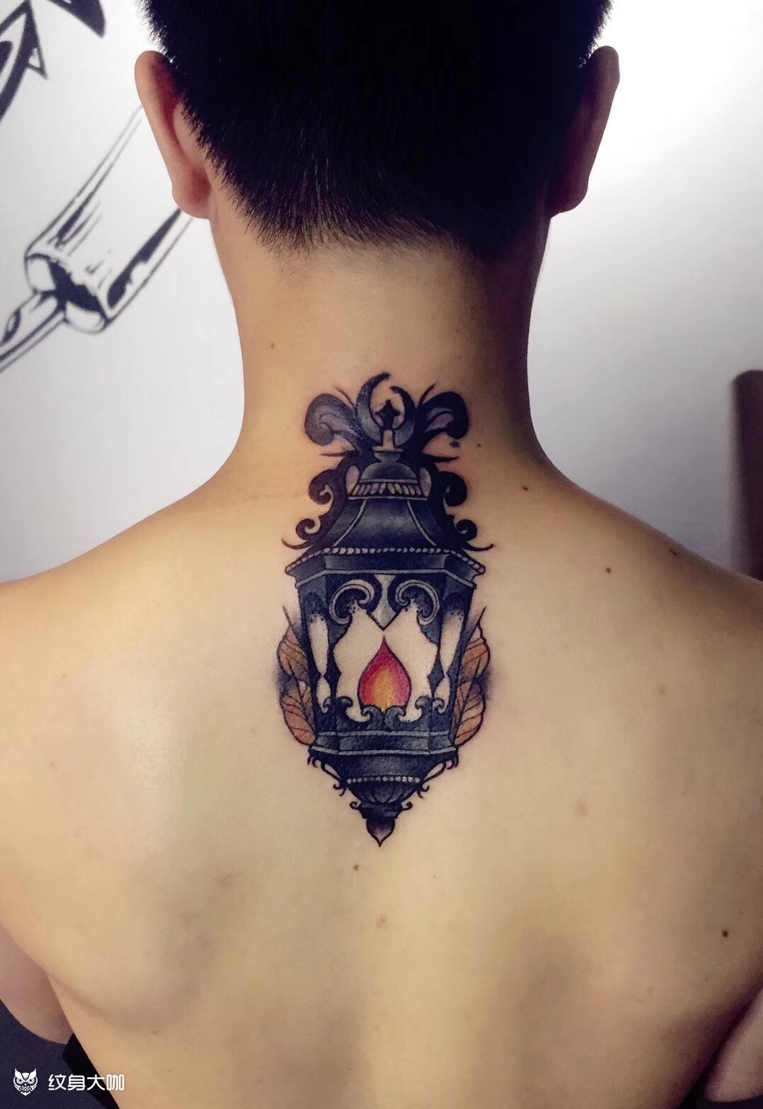 油灯一枚_纹身图案手稿图片_周盼的纹身作品集