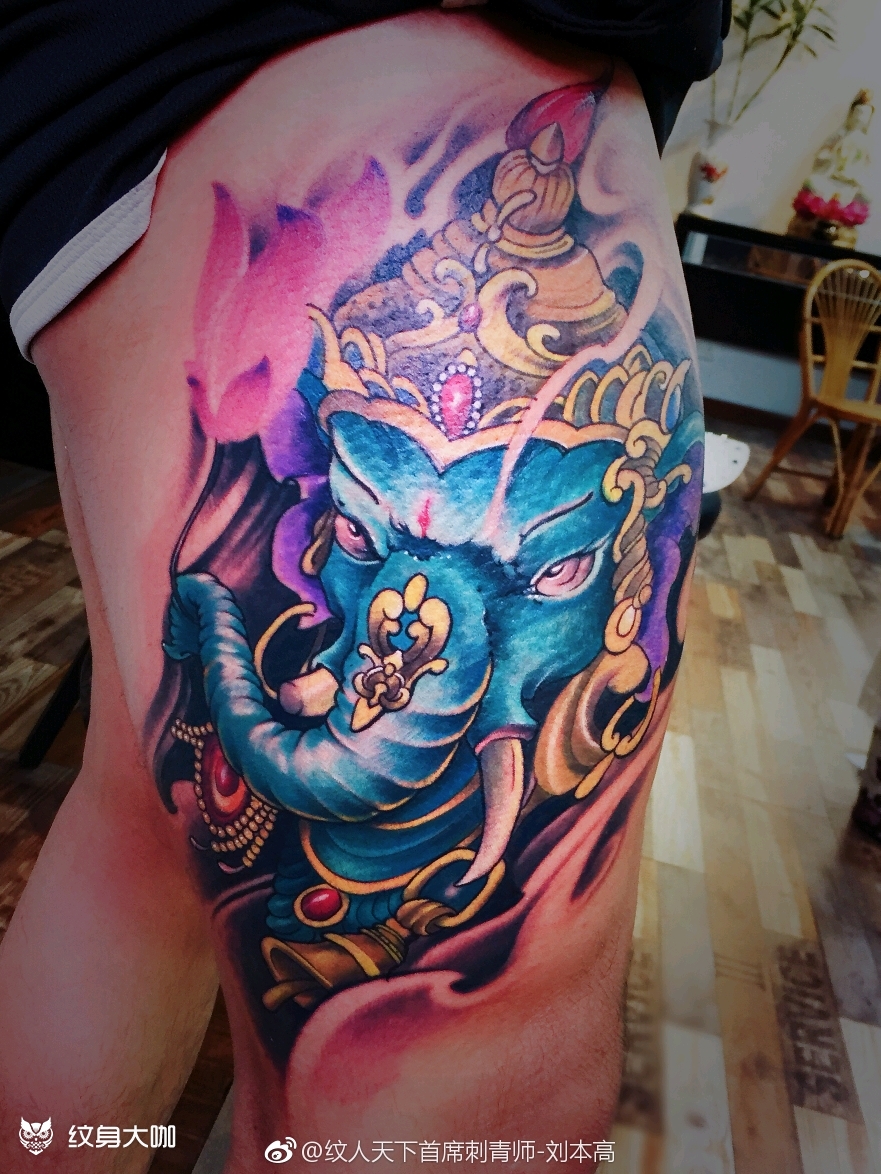 象神纹身_纹身图案手稿图片_刺客的纹身作品集