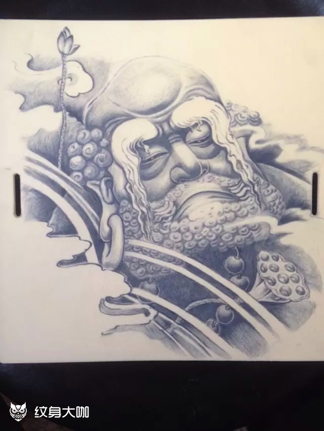 达摩祖师_纹身图案手稿图片_八零的纹身作品集