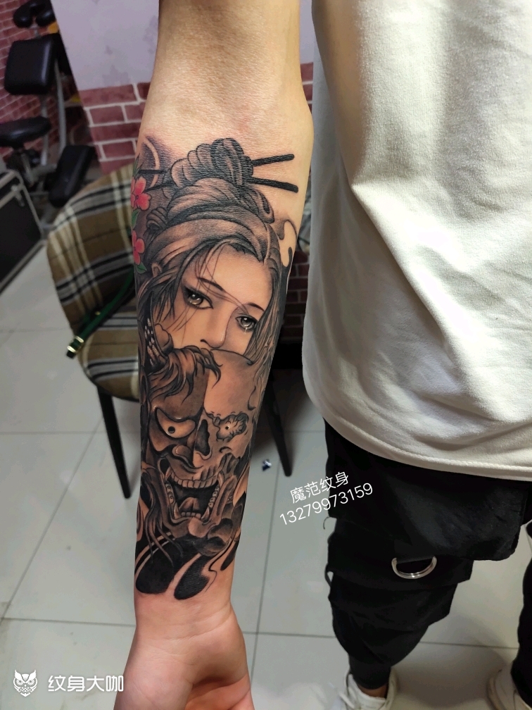落泪艺妓_纹身图案手稿图片_阿克苏魔范tattoo的纹身作品集