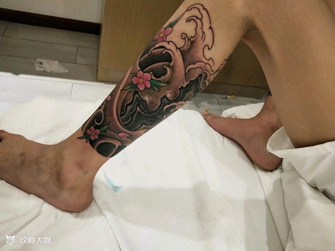 花腿浪花_纹身图案手稿图片_tattoo殷的纹身作品集