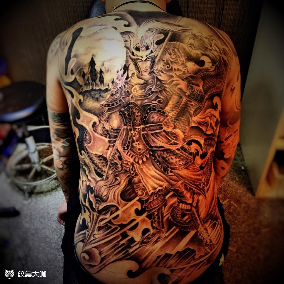 后背赵云_纹身图案手稿图片_陈允尚的纹身作品集