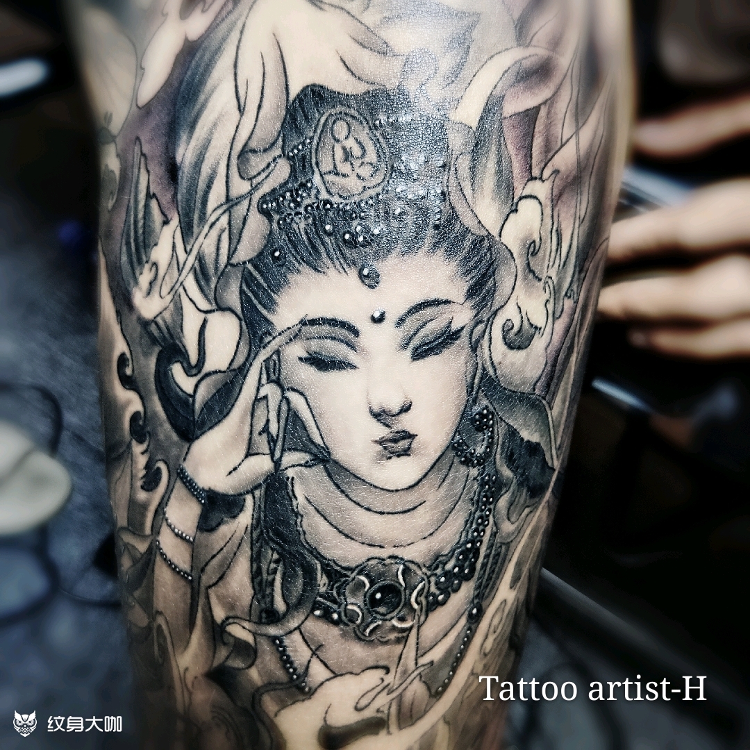 观世音菩萨_纹身图案手稿图片_黄晓祥的纹身作品集