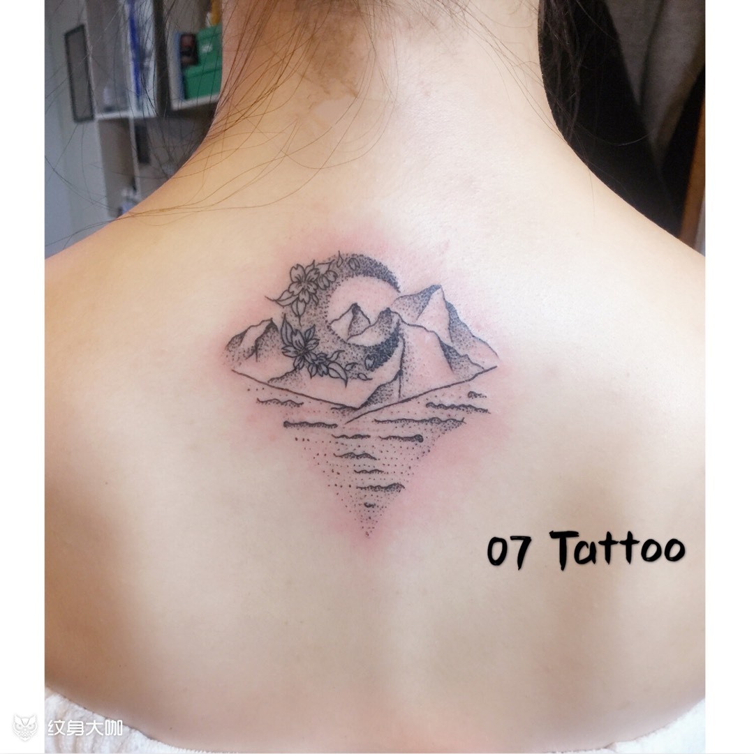 山川湖海_纹身图案手稿图片_老零的纹身作品集