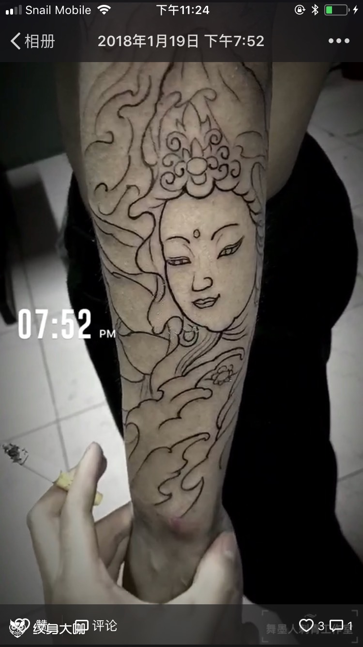 观音花臂_纹身图案手稿图片_曲宏强的纹身作品集