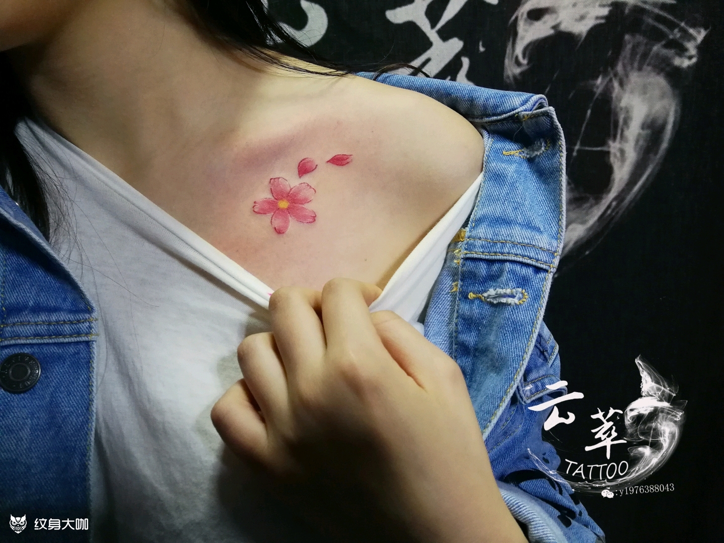 锁骨桃花_纹身图案手稿图片_闲云的纹身作品集