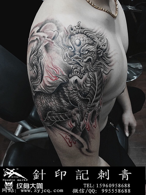 麒麟臂_纹身图案手稿图片_胡宇的纹身作品集