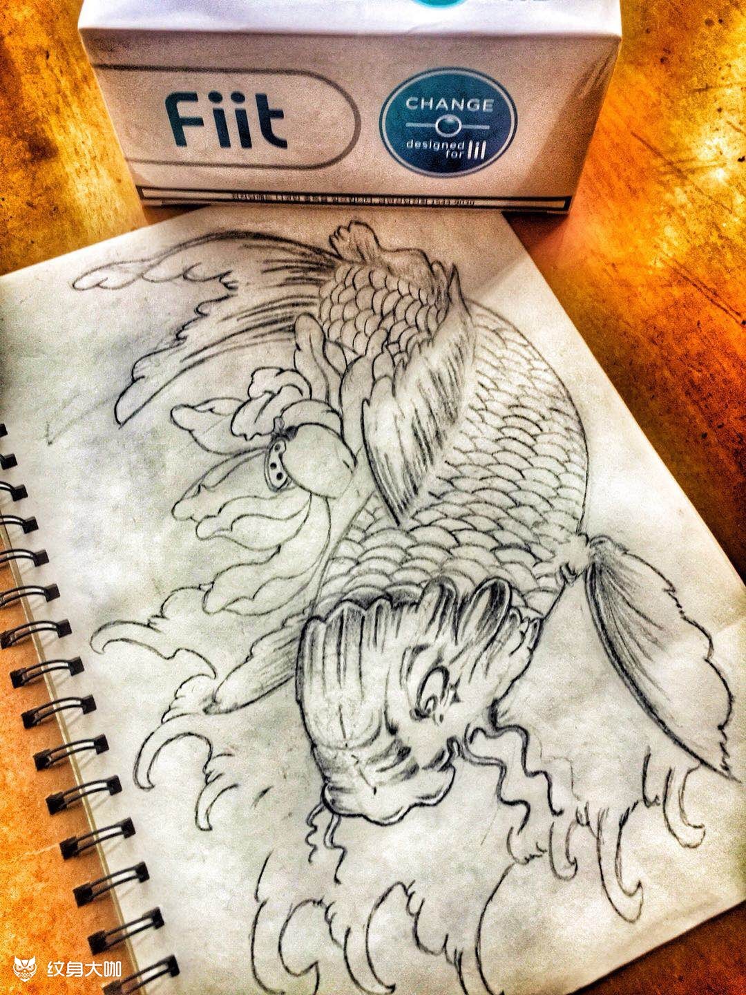 锦鲤_纹身图案手稿图片_李鹤东的纹身作品集