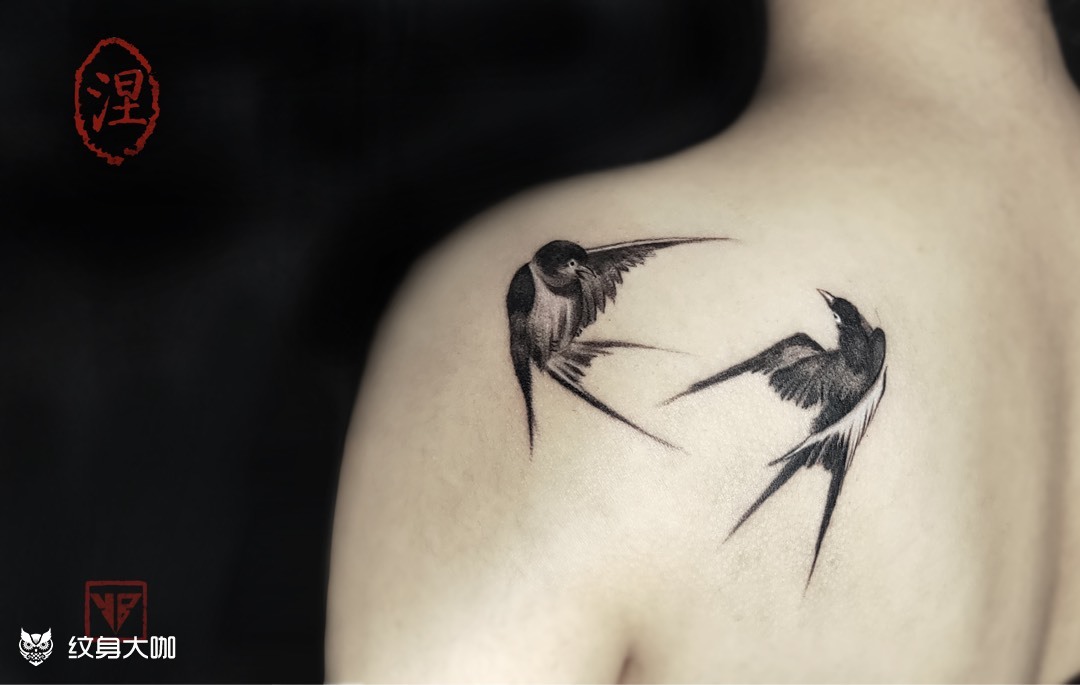 双飞燕_纹身图案手稿图片_mona98刘颖的纹身作品集