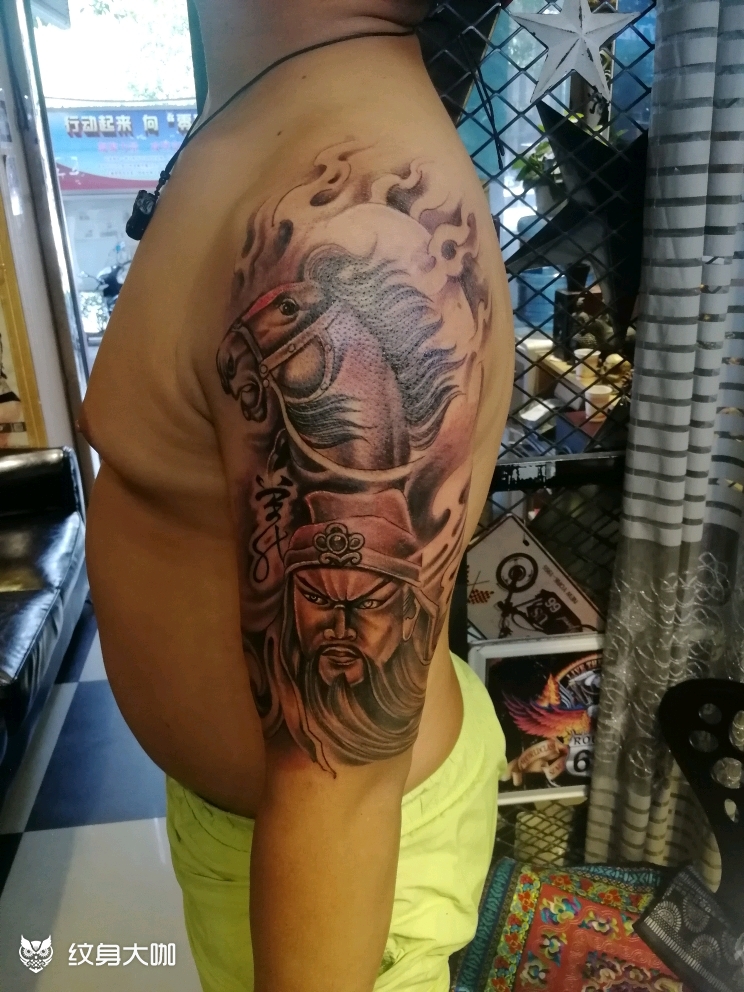 战马关公_纹身图案手稿图片_李林的纹身作品集