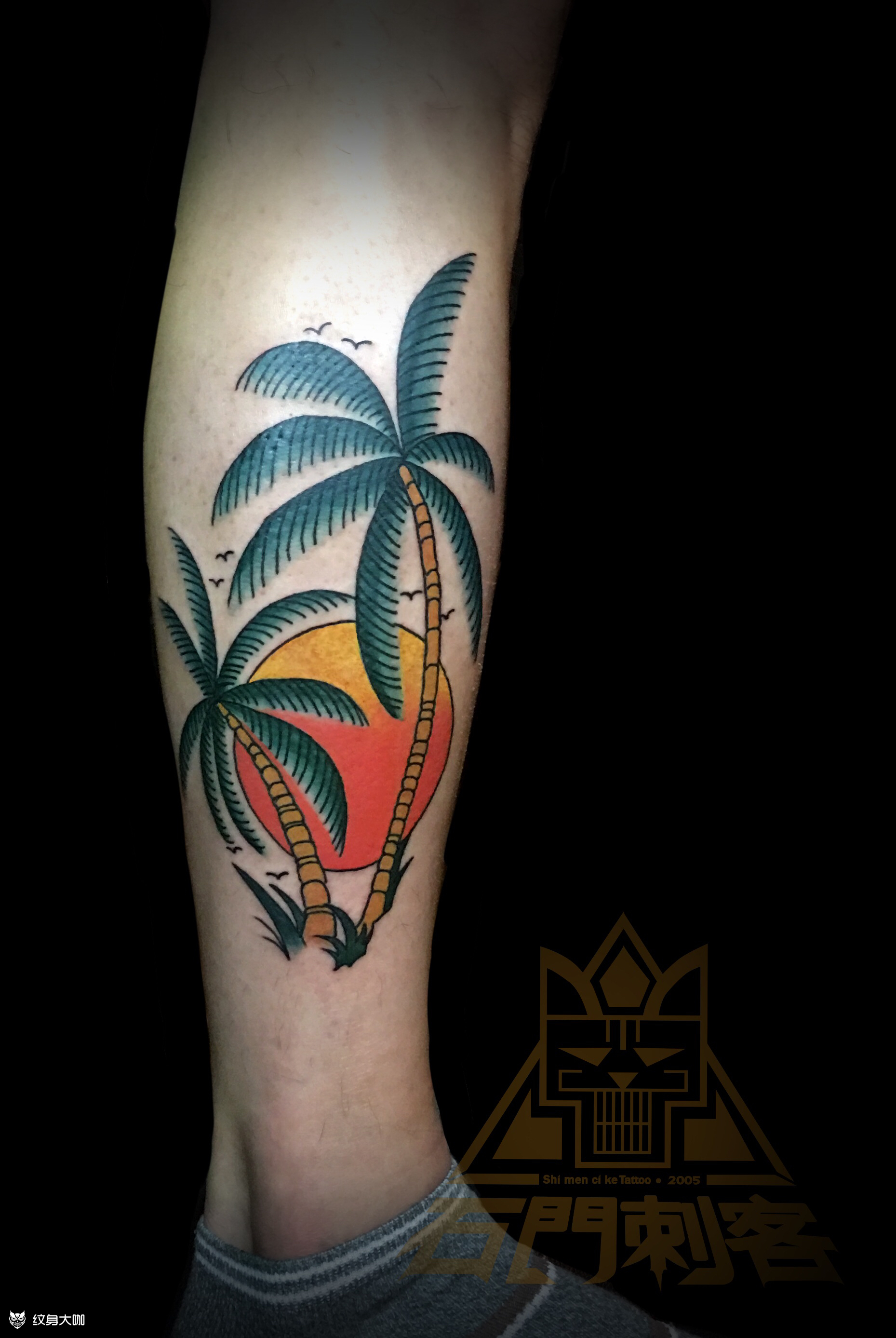 椰子树_纹身图案手稿图片_大宝的纹身作品集