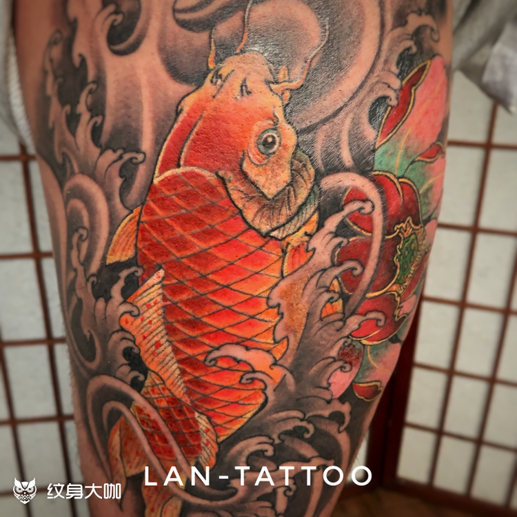 锦鲤_纹身图案手稿图片_张斌的纹身作品集