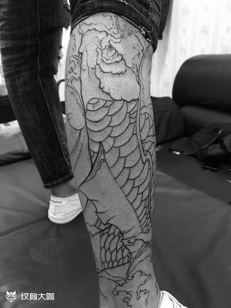小腿鱼_纹身图案手稿图片_白羊的纹身作品集