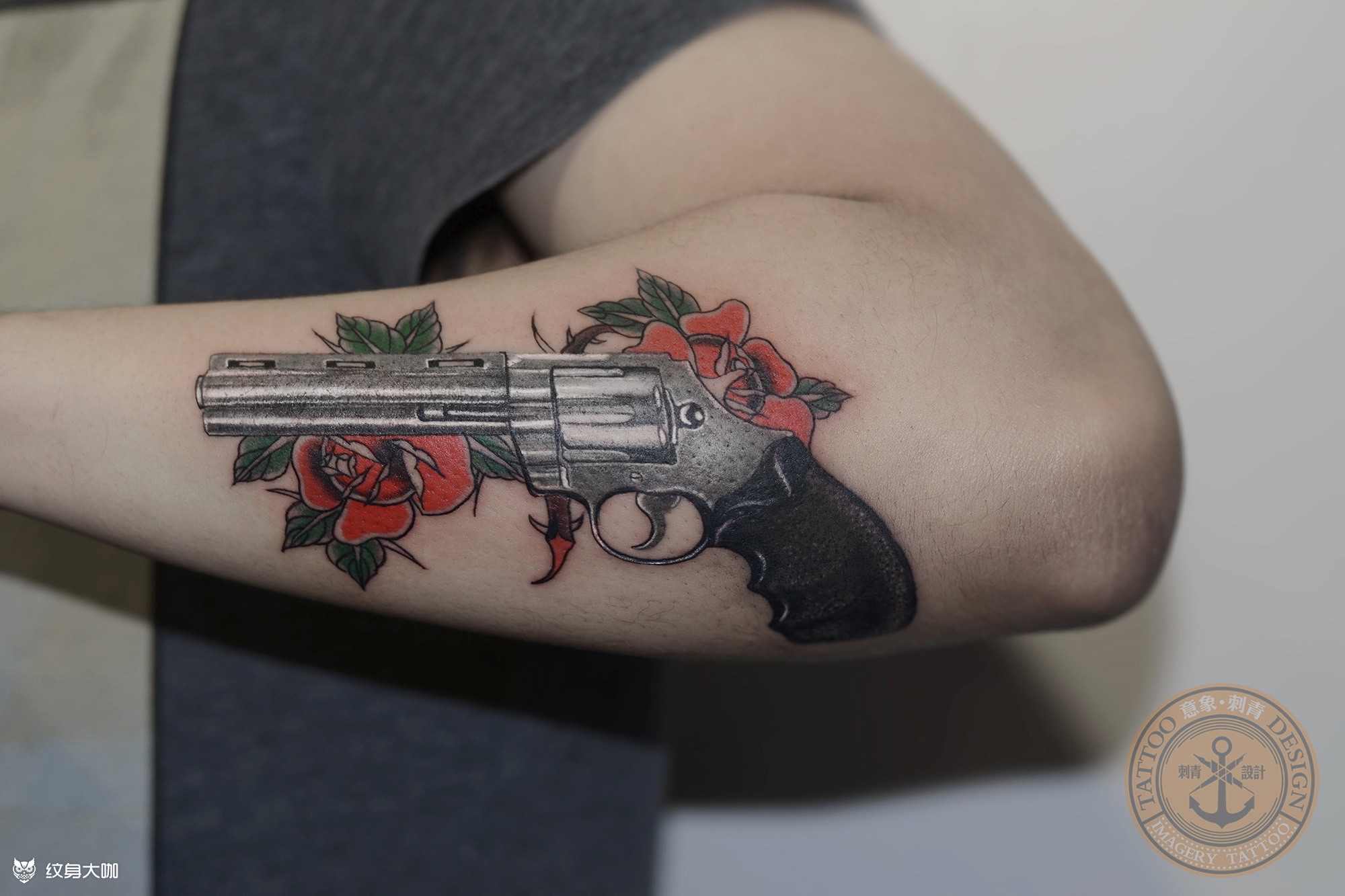 枪花_纹身图案手稿图片_ z的纹身作品集