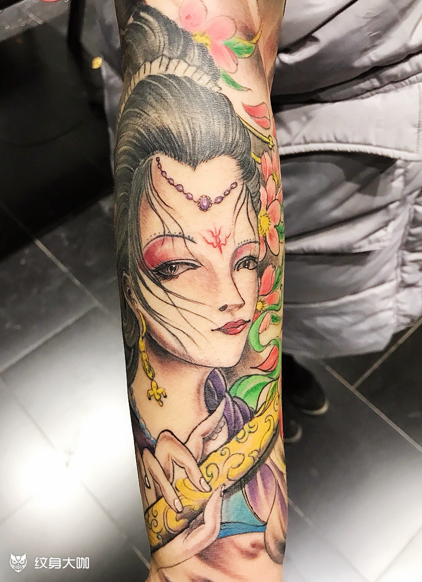 小臂艺伎_纹身图案手稿图片_小伟的纹身作品集