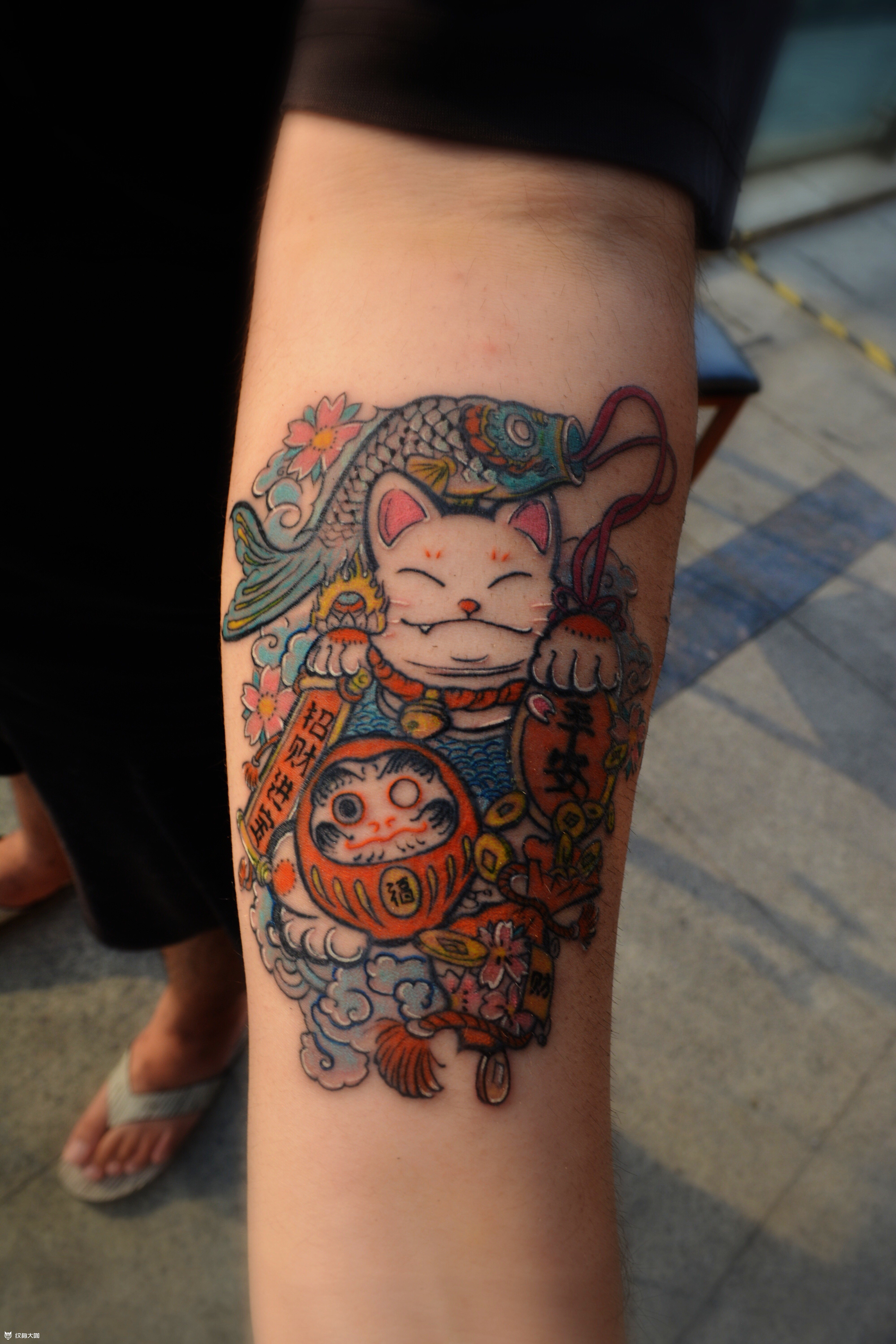 招财猫_纹身图案手稿图片_原子的纹身作品集