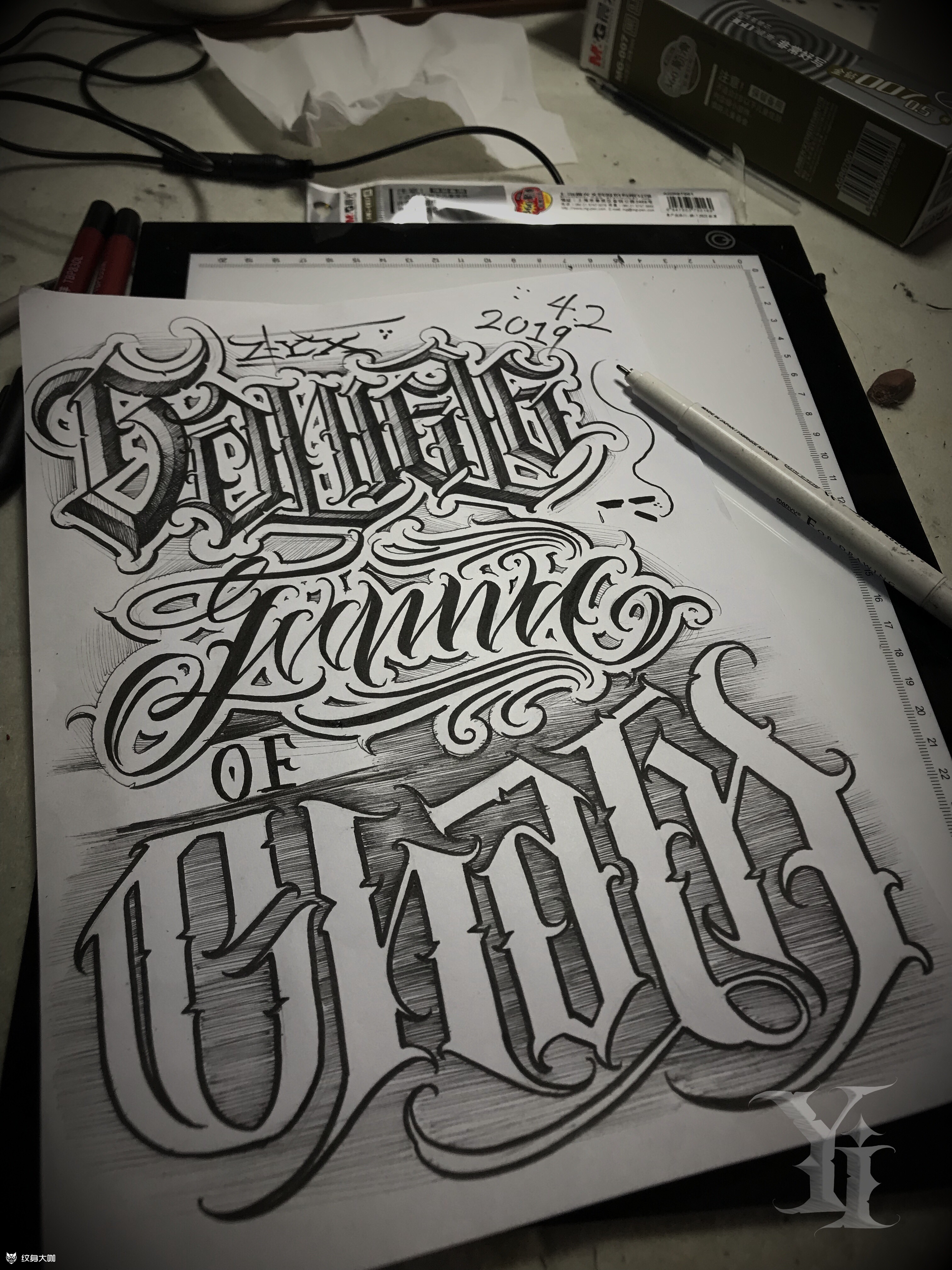 日常 奇卡诺硬字_纹身图案手稿图片_夏冰的纹身作品集