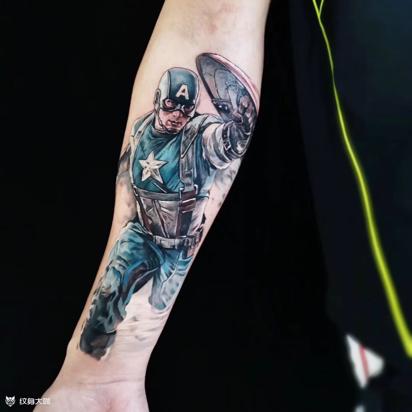 美国队长_纹身图案手稿图片_李雪竹的纹身作品集