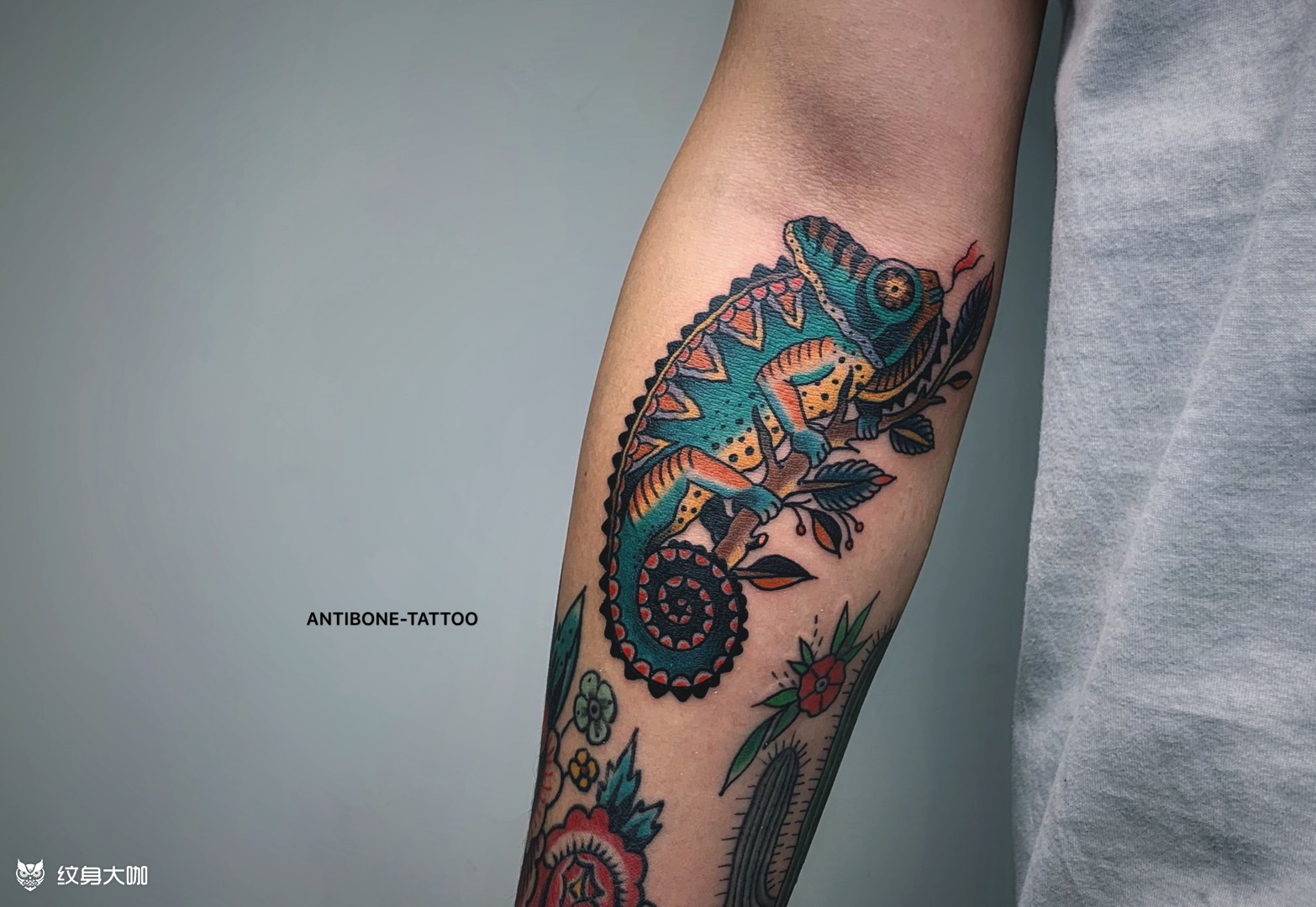 变色龙#_纹身图案手稿图片_lee的纹身作品集