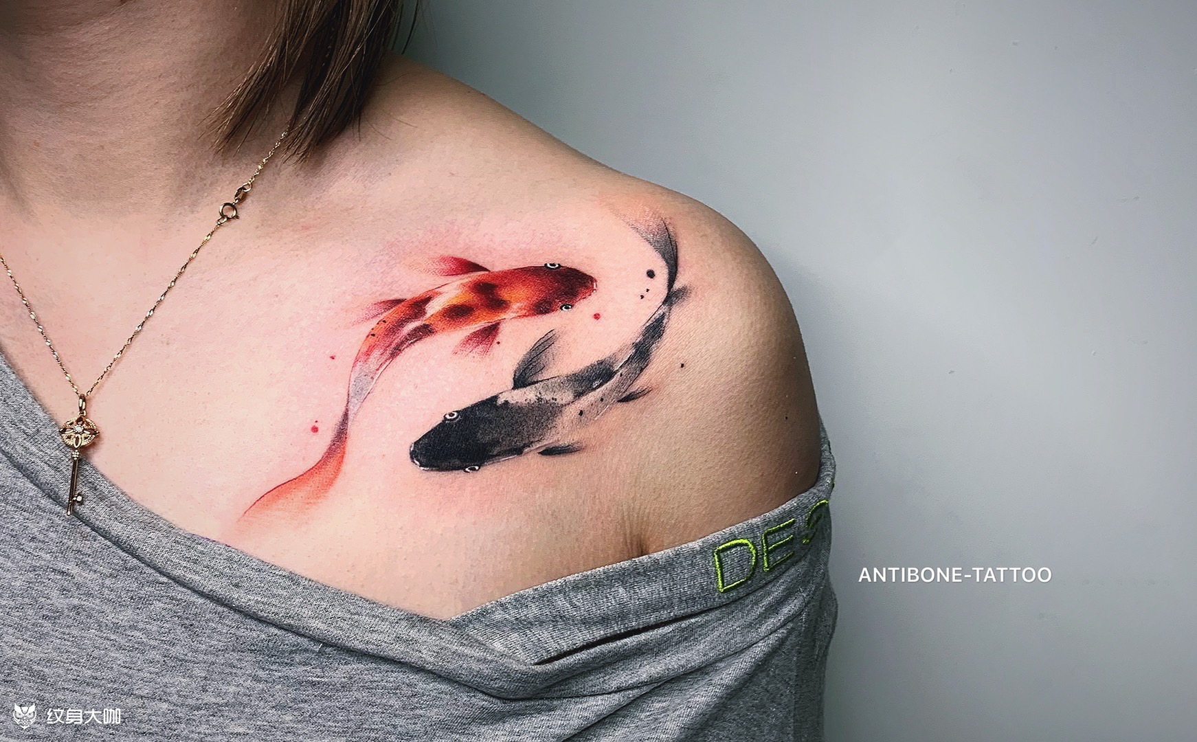 水墨锦鲤#_纹身图案手稿图片_lee的纹身作品集