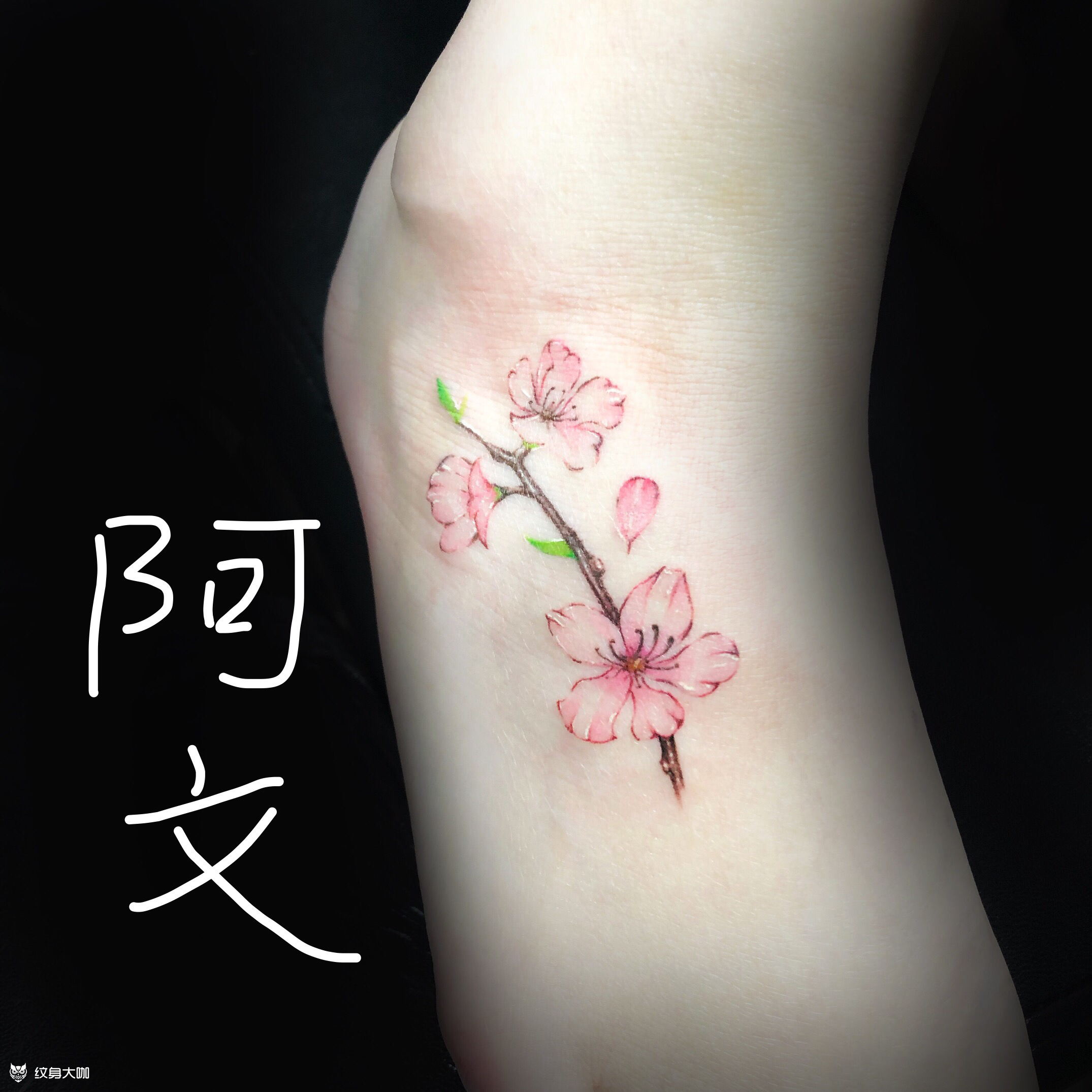 桃花_纹身图案手稿图片_张雯欣的纹身作品集