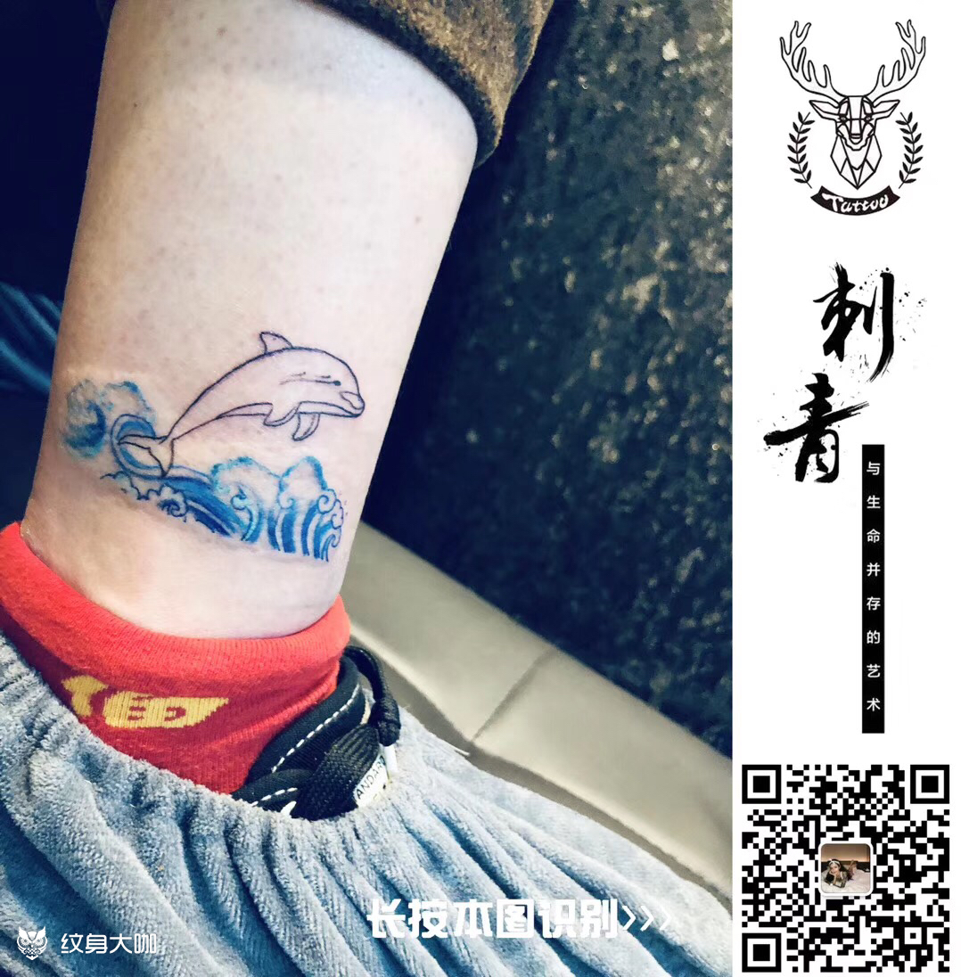 海豚_纹身图案手稿图片_jason的纹身作品集