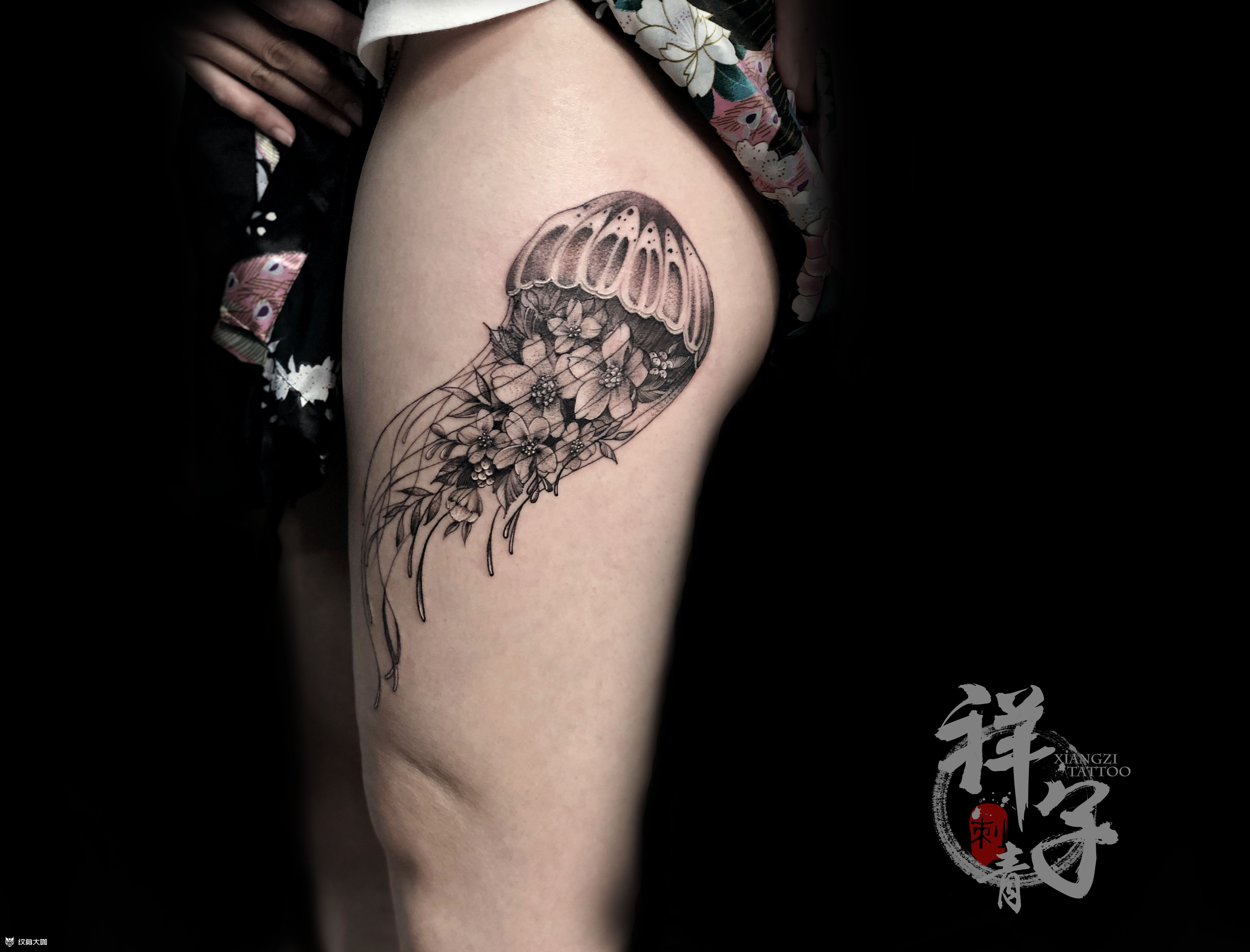 水母_纹身图案手稿图片_祥子的纹身作品集
