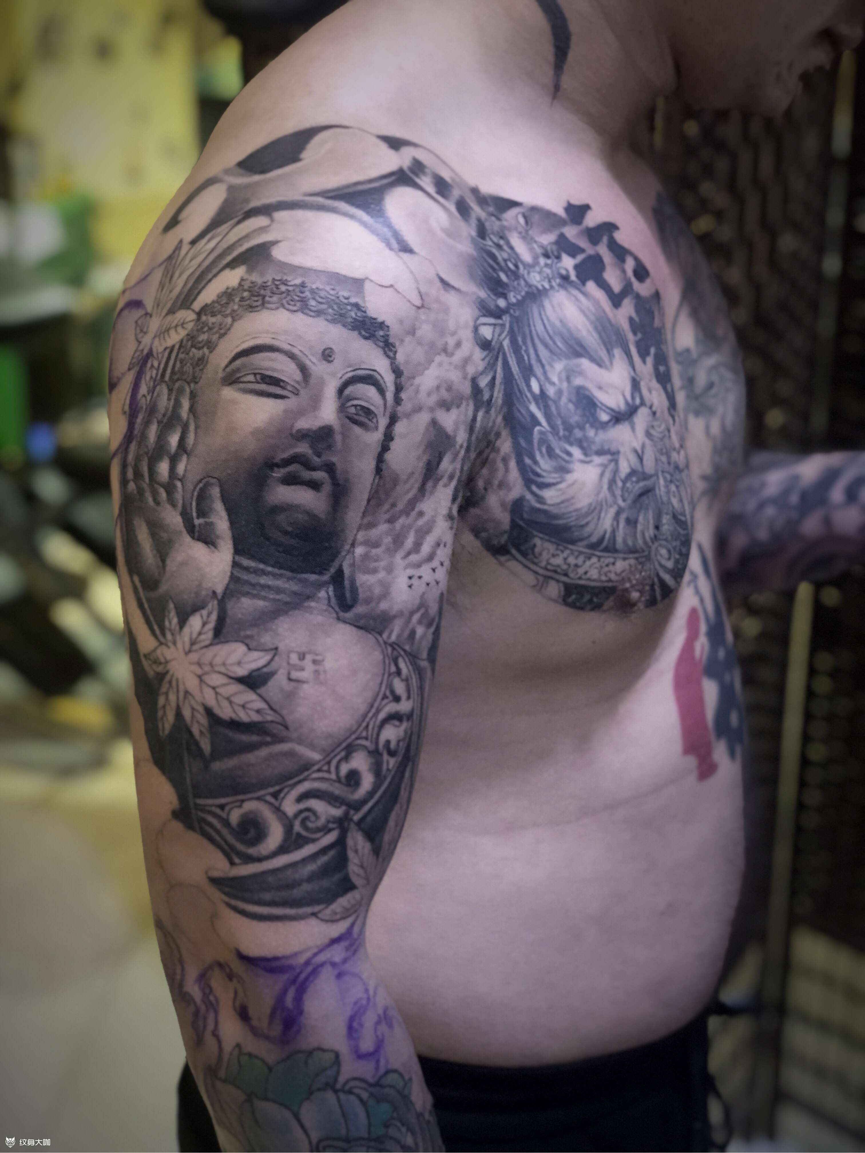 半甲佛悟空_纹身图案手稿图片_刘晏兆的纹身作品集