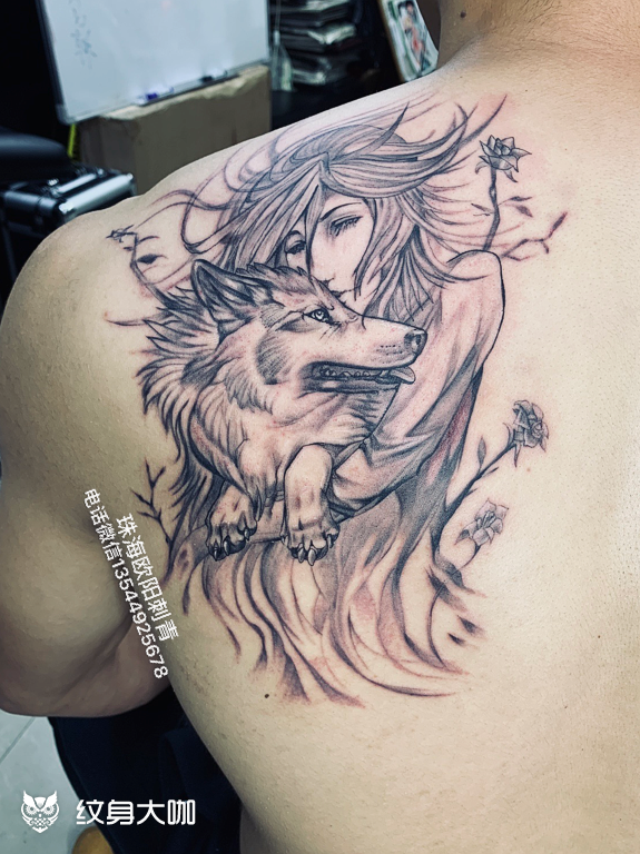 狼女_纹身图案手稿图片_阳丹的纹身作品集