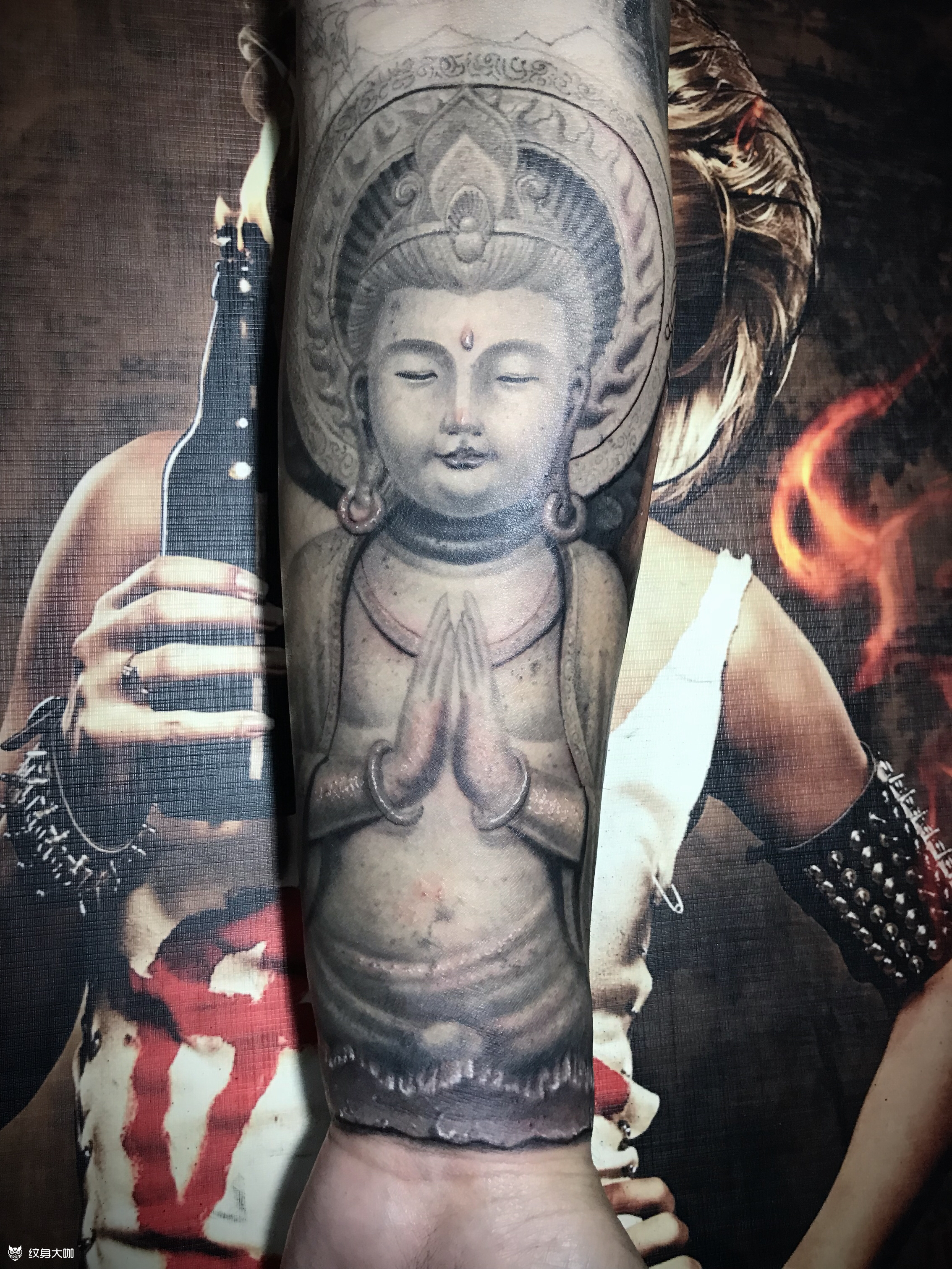 石雕千手观音_纹身图案手稿图片_峰哥的纹身作品集