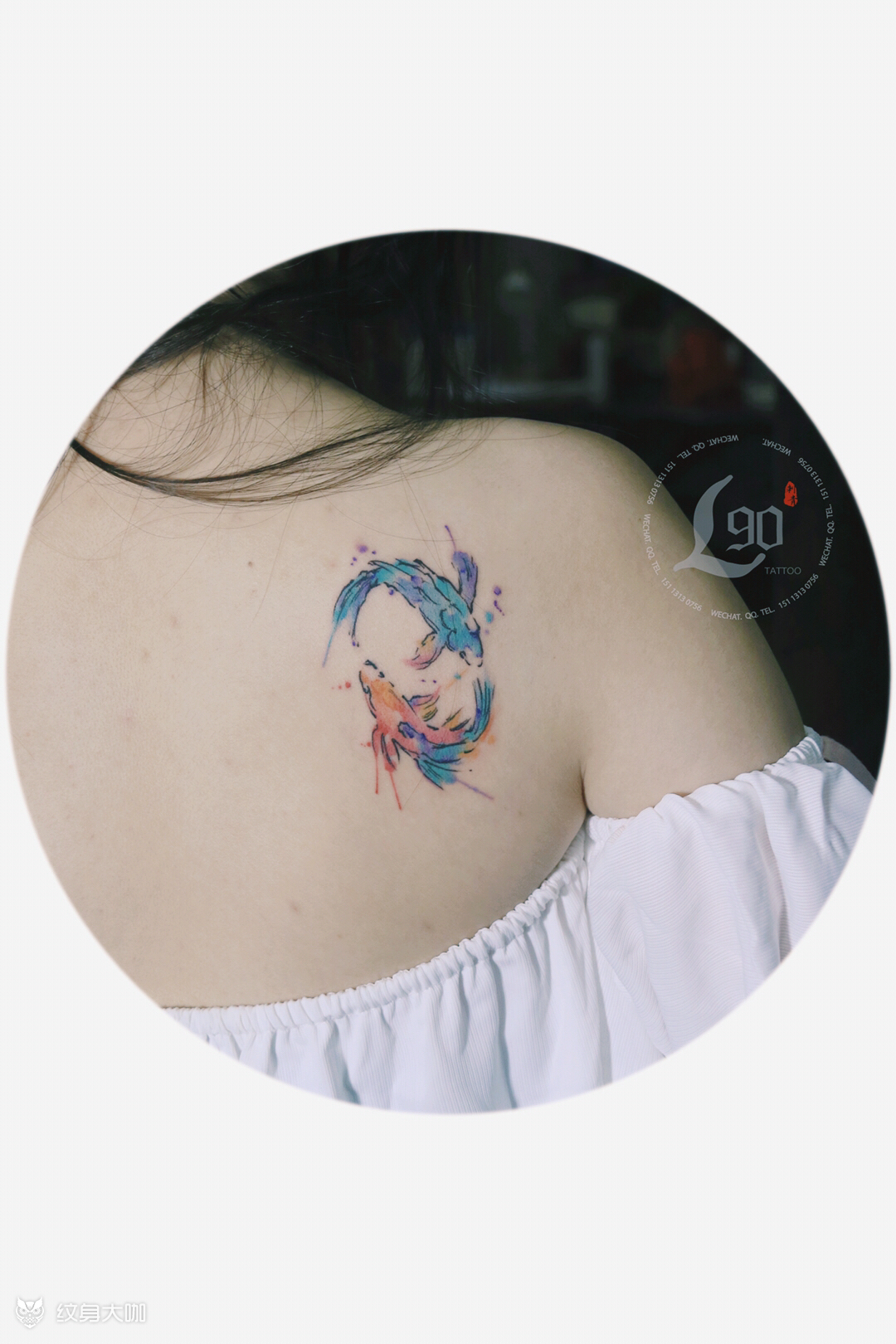 水彩泼墨双鱼座_纹身图案手稿图片_mr.lg的纹身作品集