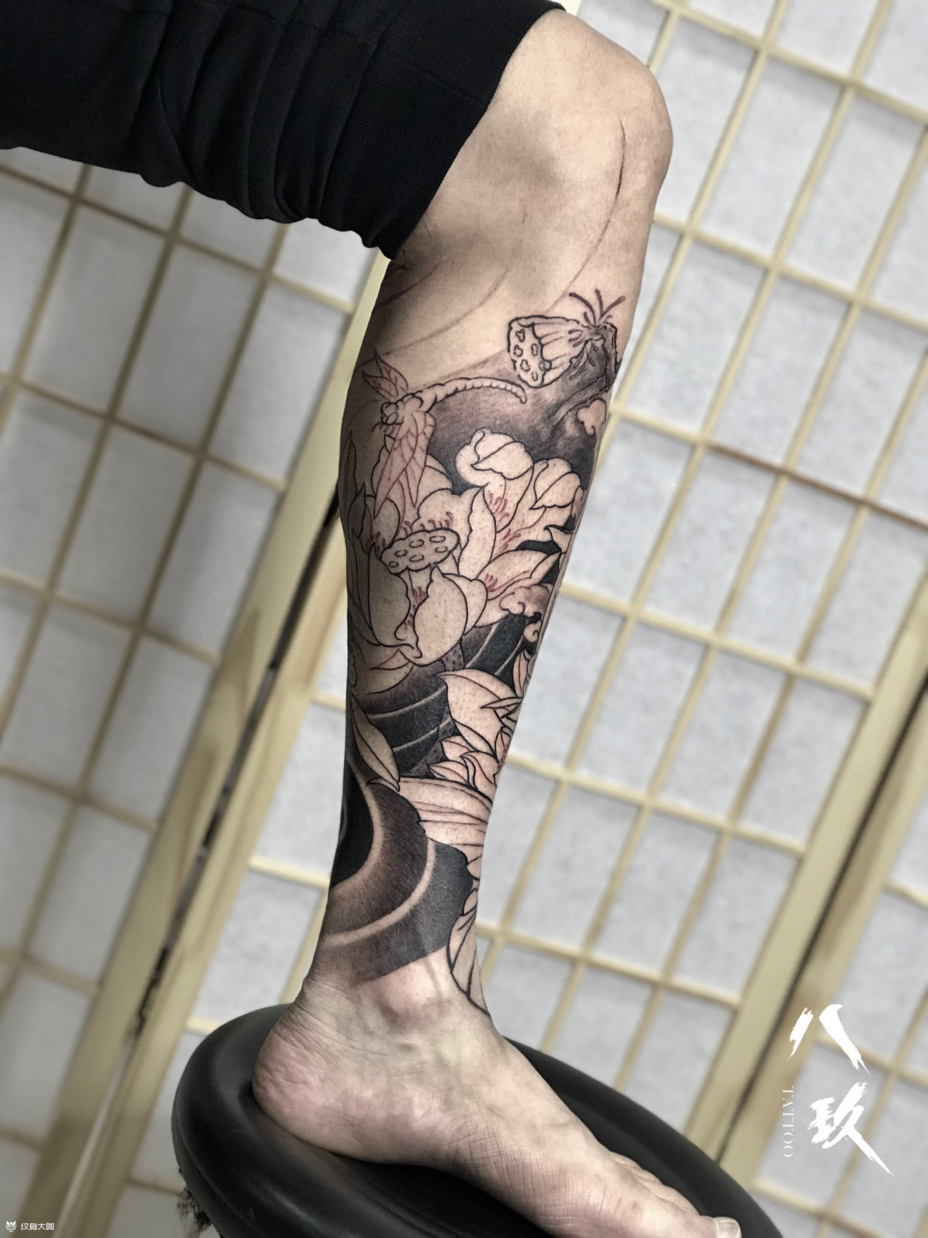 包小腿鲤鱼_纹身图案手稿图片_胶东巳雕的纹身作品集