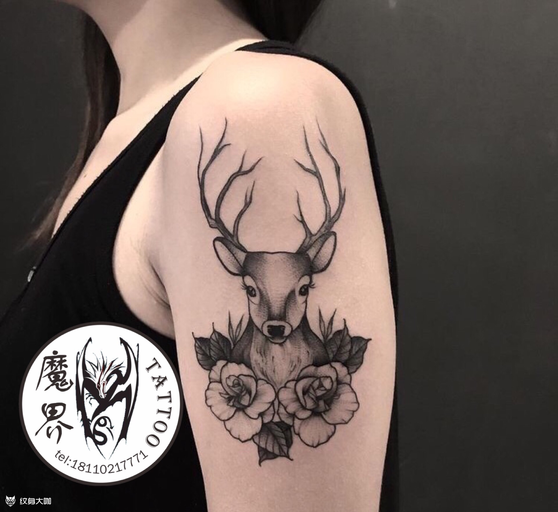 鹿_纹身图案手稿图片_杨韵韵的纹身作品集