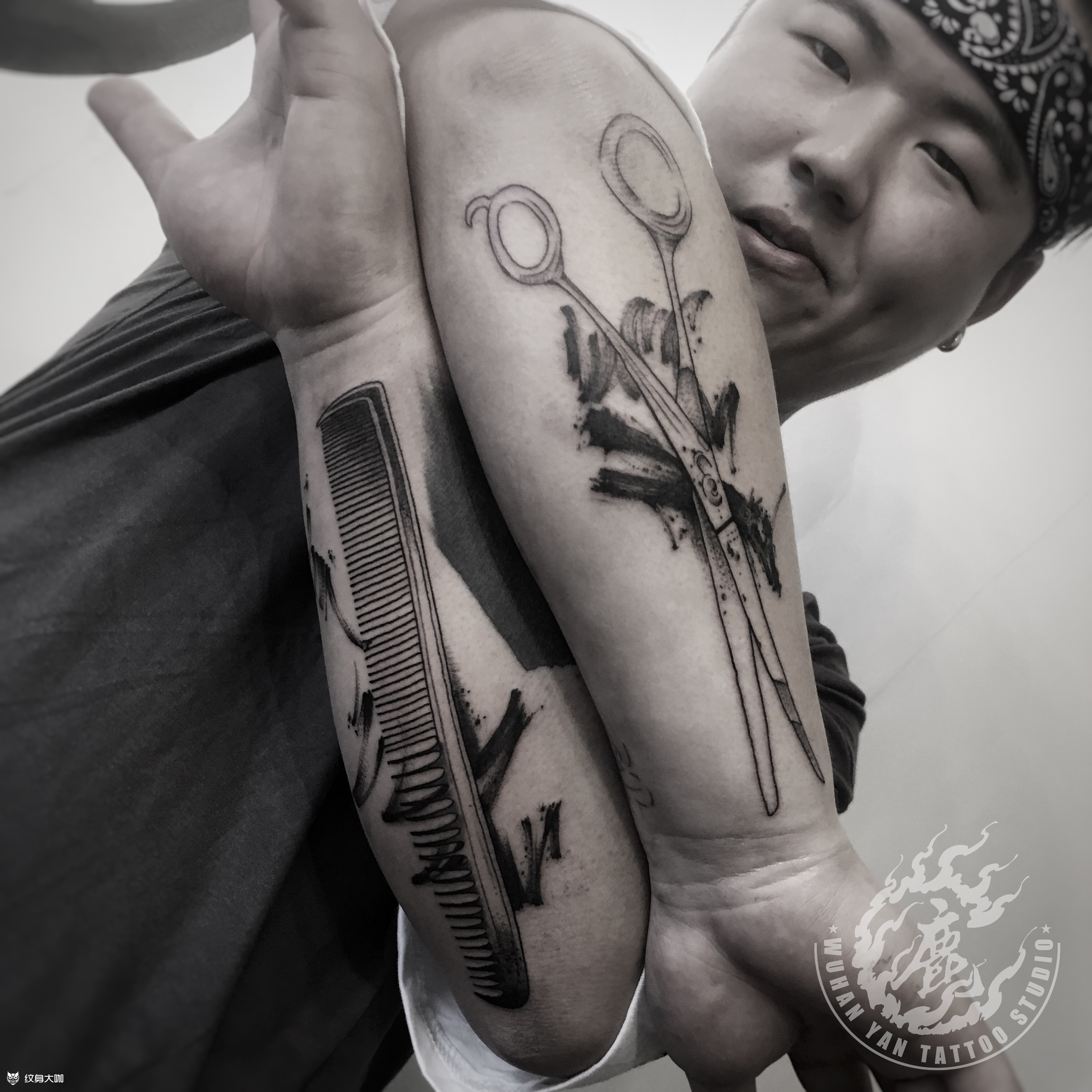 理发师专属_纹身图案手稿图片_逐鹿的纹身作品集