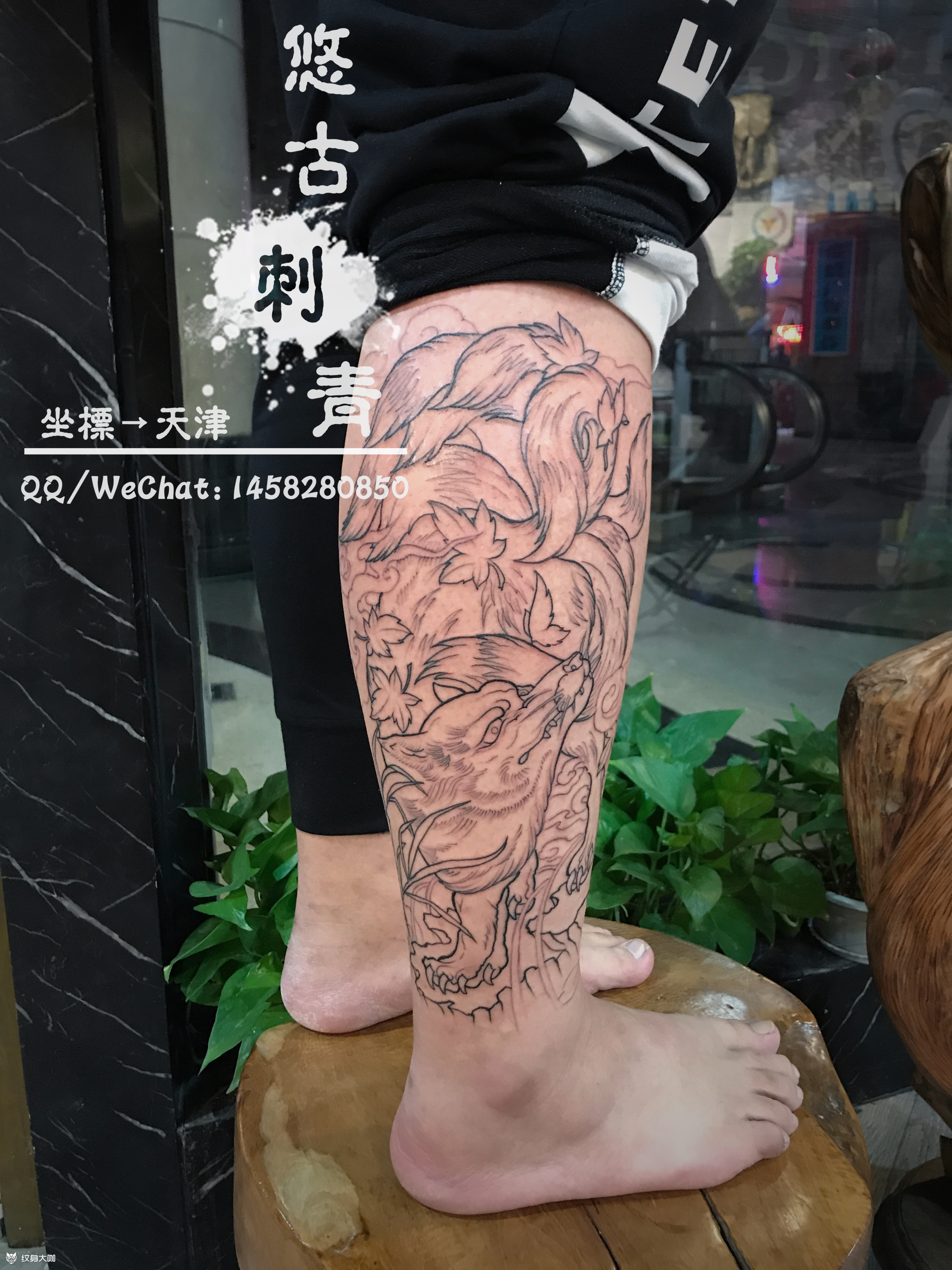 九尾狐_纹身图案手稿图片_虫一的纹身作品集