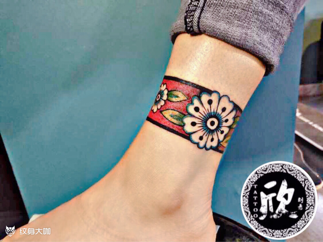 脚腕花环_纹身图案手稿图片_一欣的纹身作品集