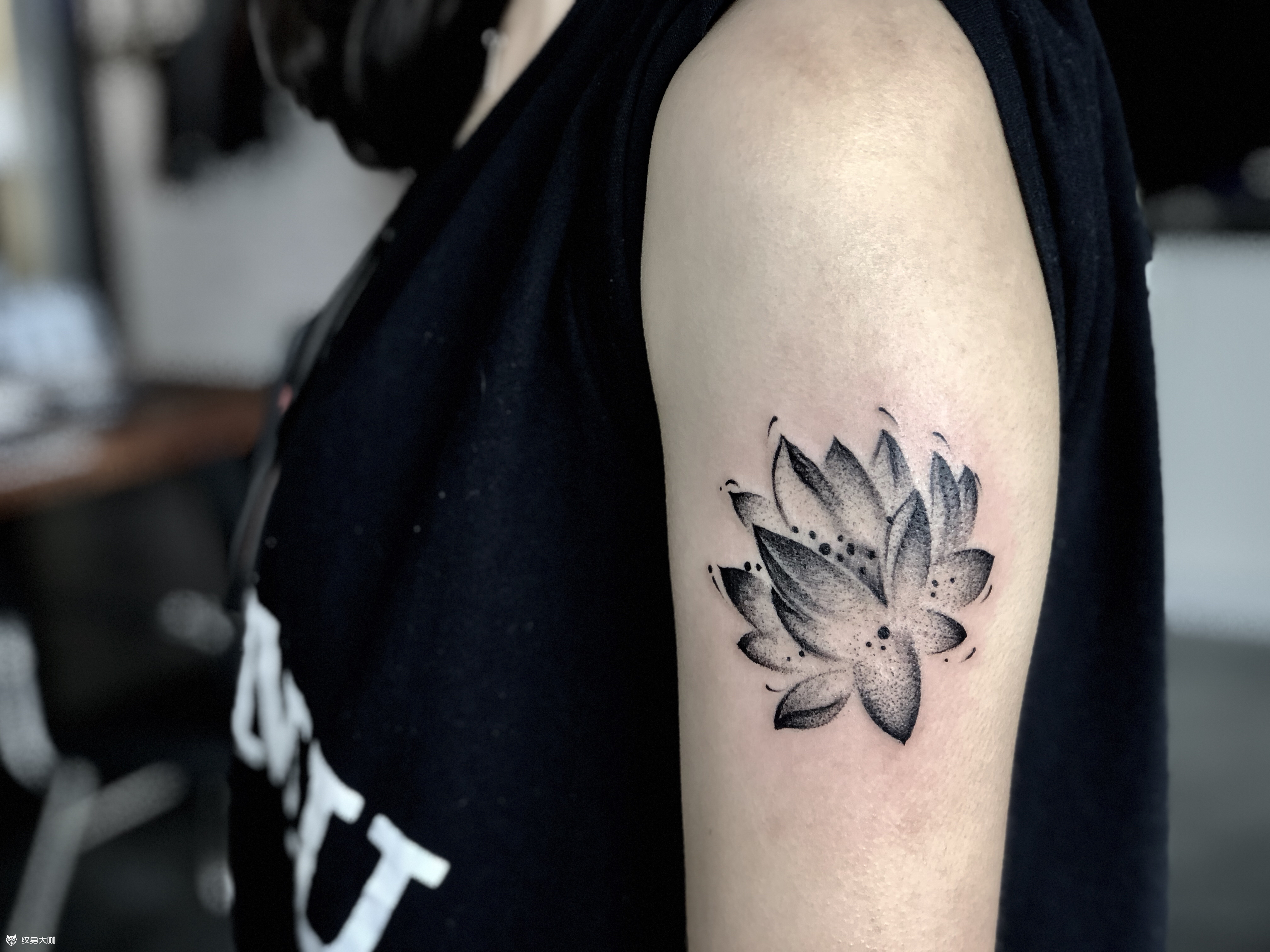 荷花_纹身图案手稿图片_小未的纹身作品集