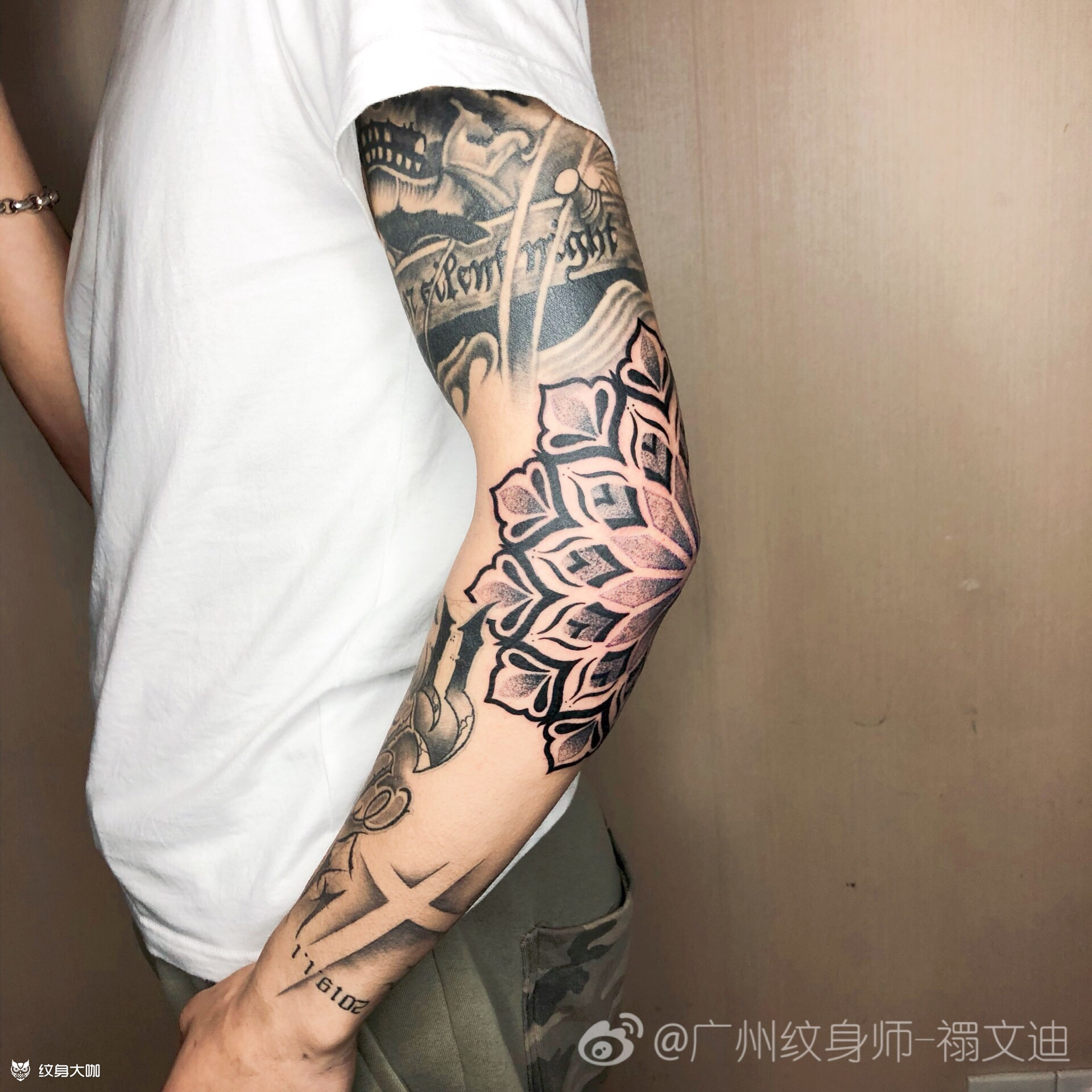 手肘曼陀罗_纹身图案手稿图片_禤文迪的纹身作品集