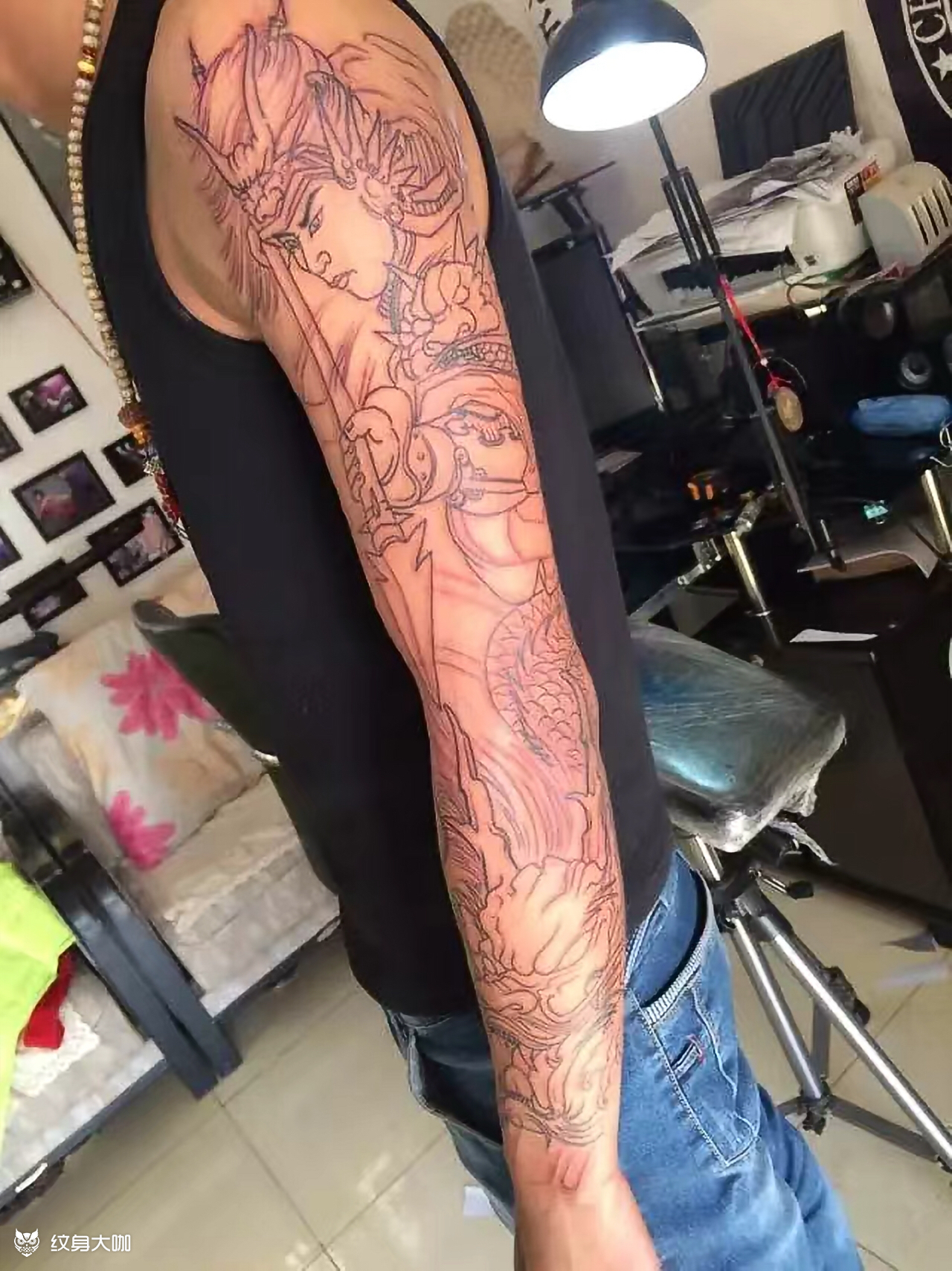 花臂赵子龙割线_纹身图案手稿图片_首席 明哥的纹身作品集