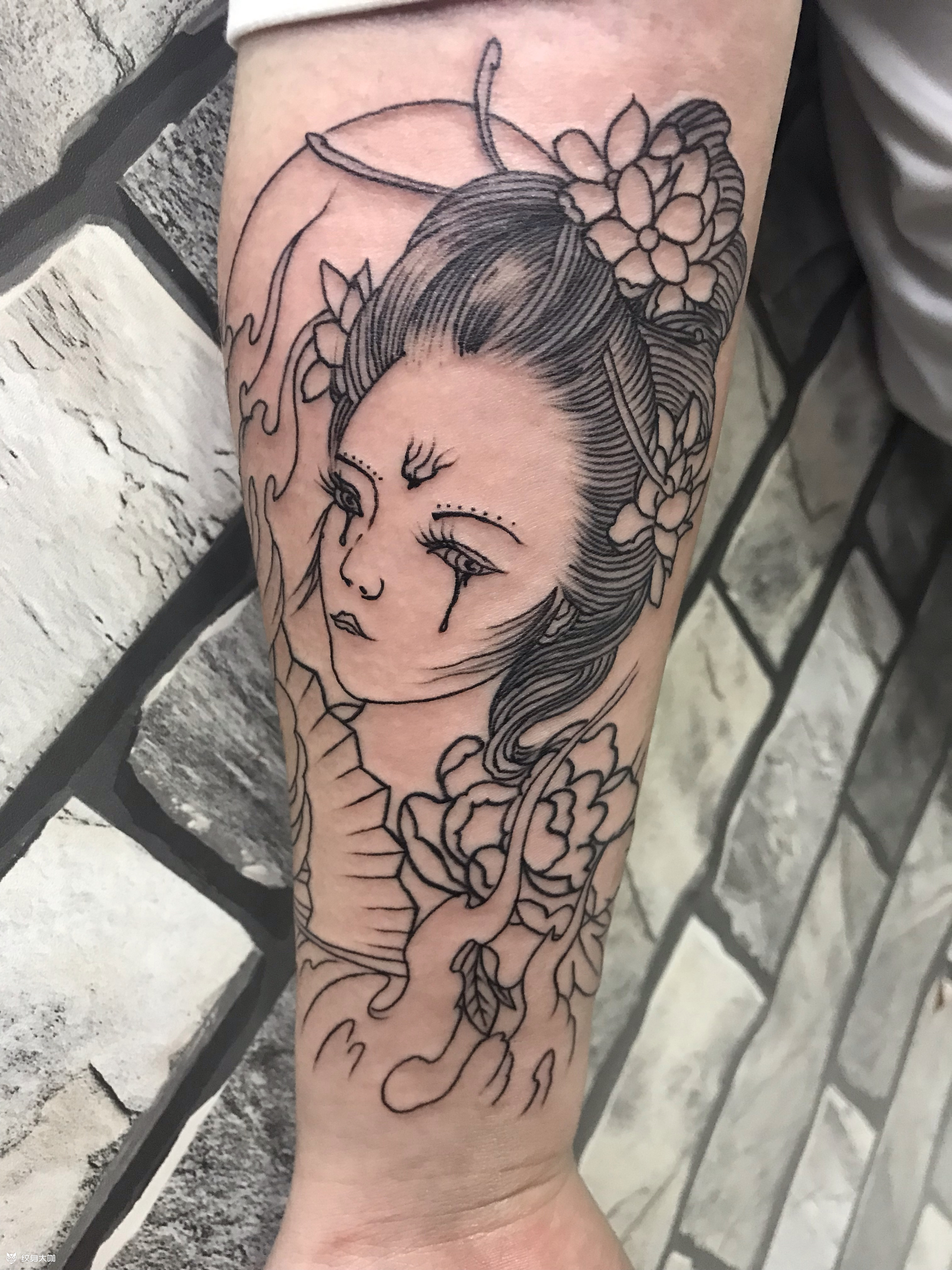 艺伎_纹身图案手稿图片_李小华6的纹身作品集