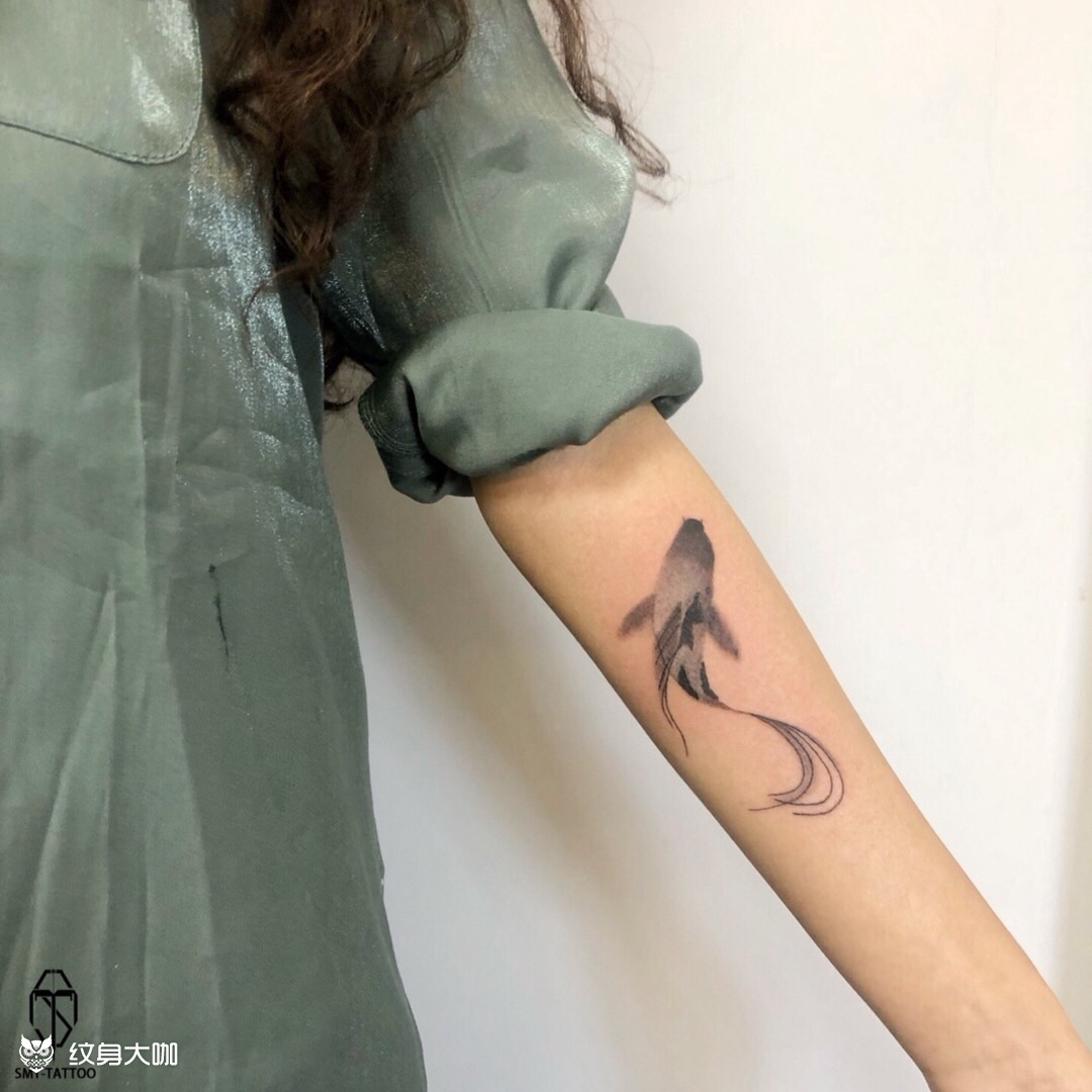 水墨鱼_纹身图案手稿图片_王夕之的纹身作品集