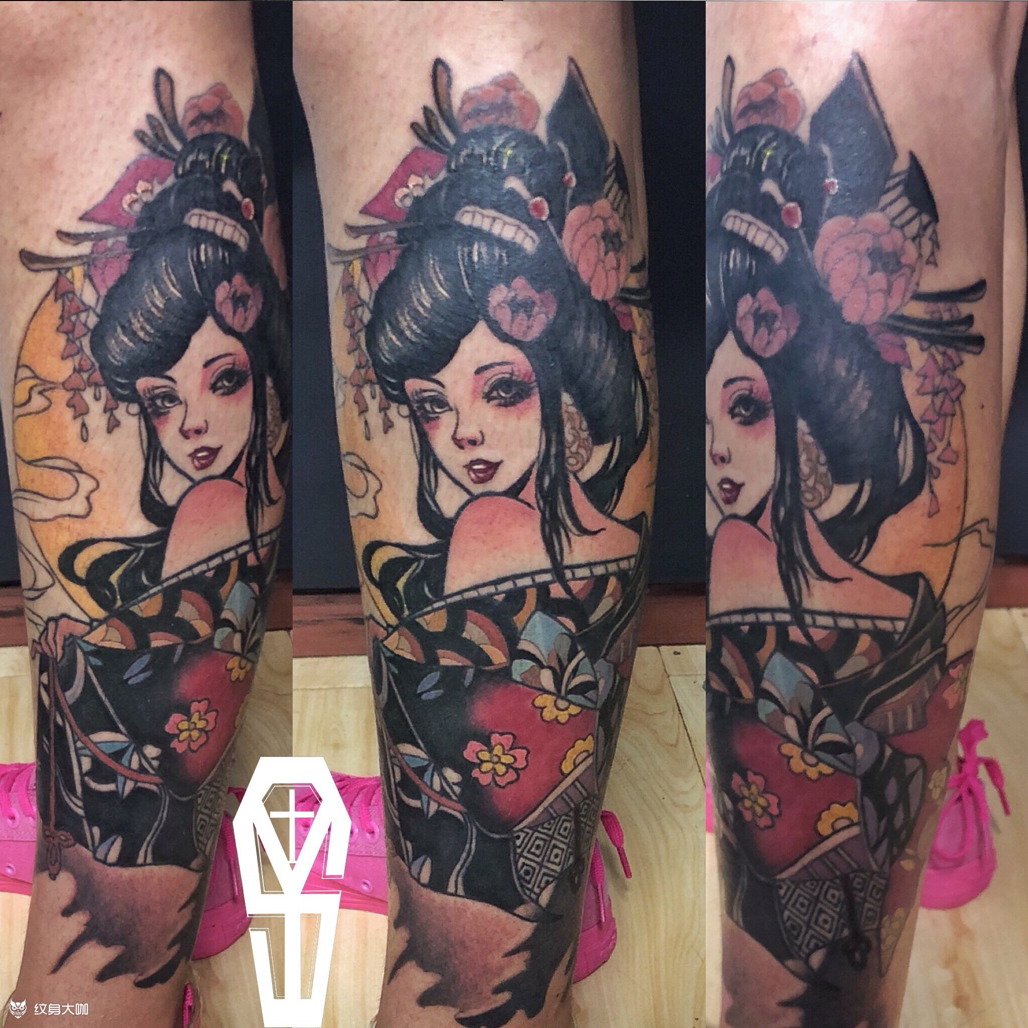 小腿外侧花旦艺妓_纹身图案手稿图片_winterd的纹身作品集