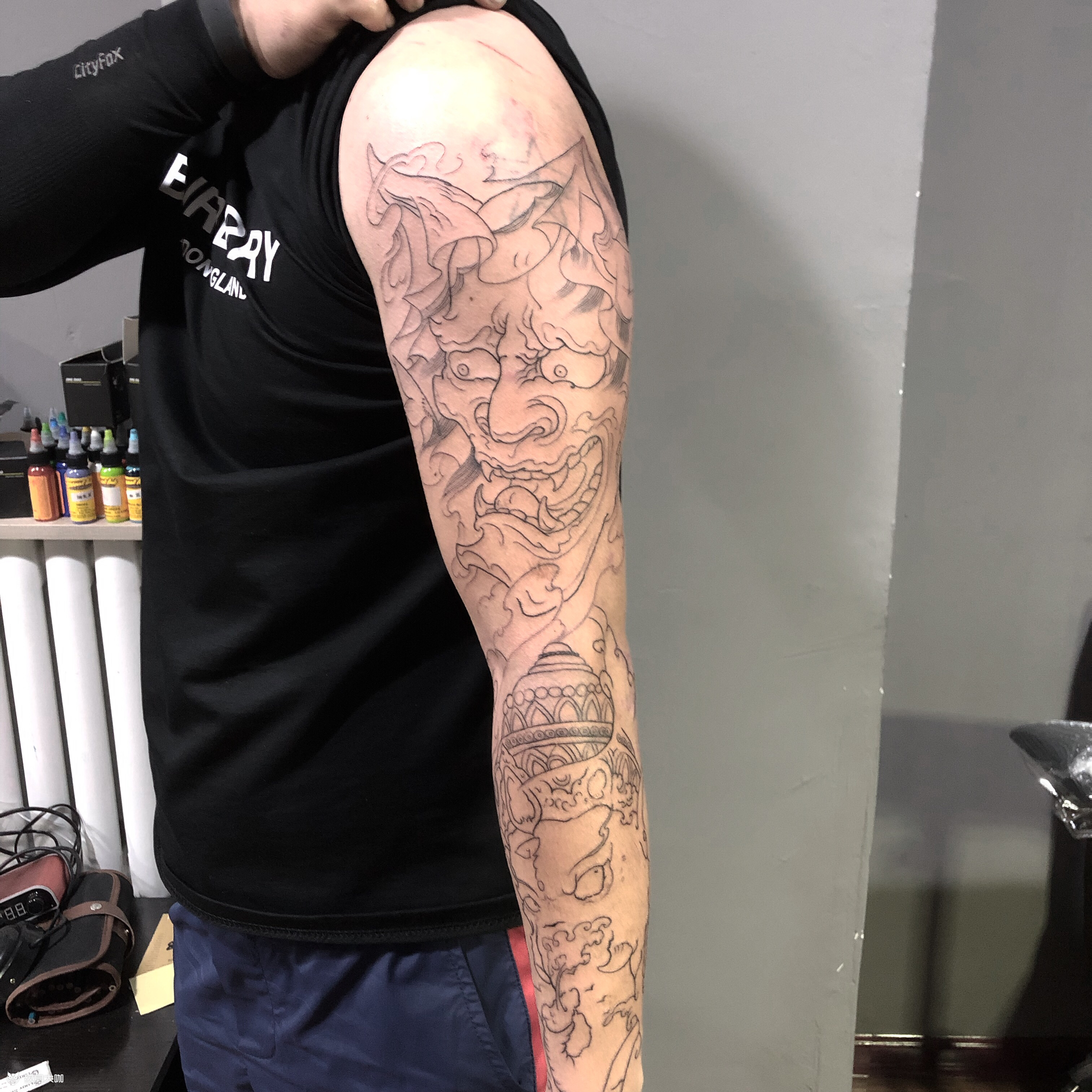 花臂线条_纹身图案手稿图片_ 闫成宇的纹身作品集