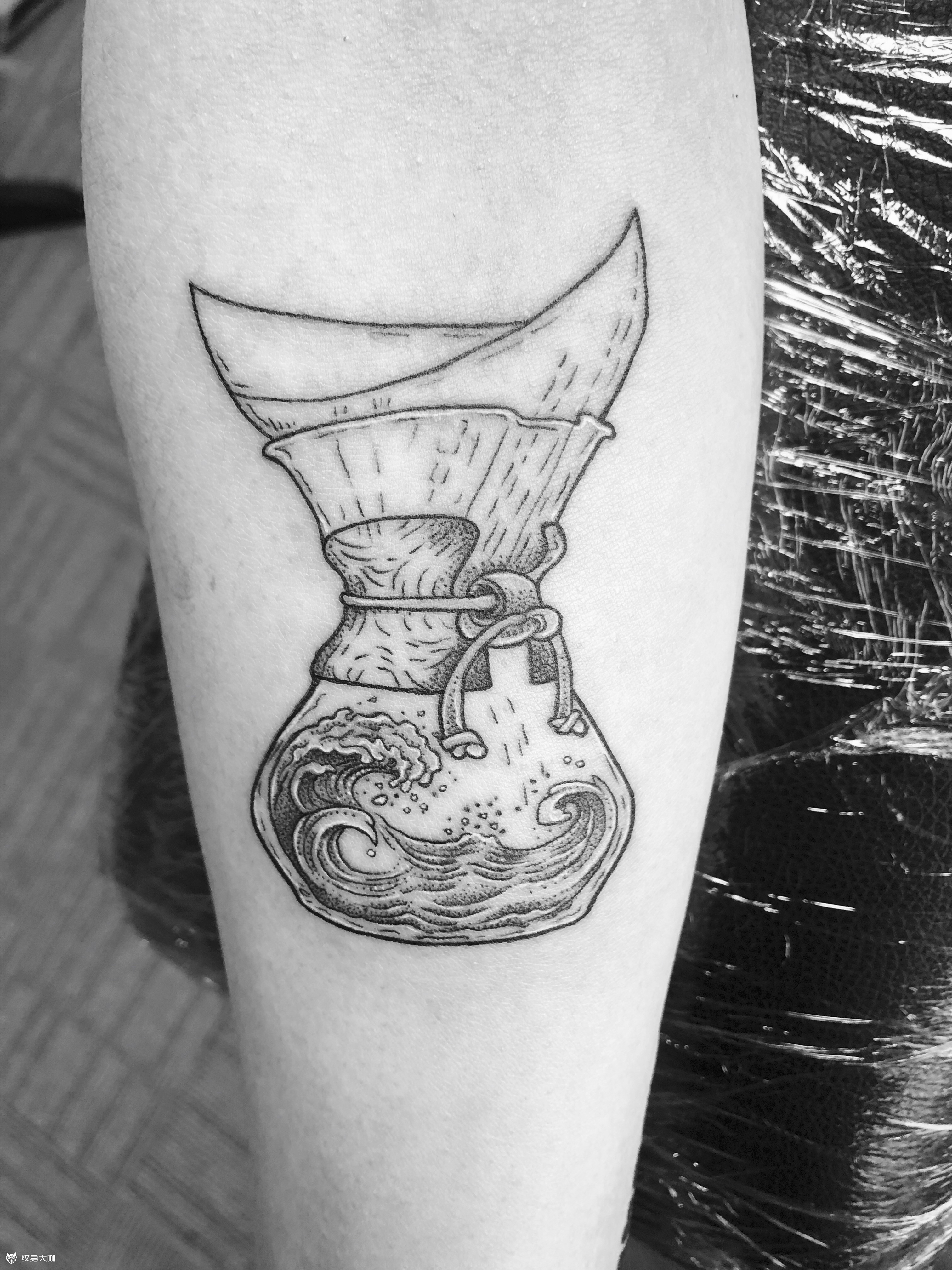 手冲咖啡壶_纹身图案手稿图片_刘新的纹身作品集