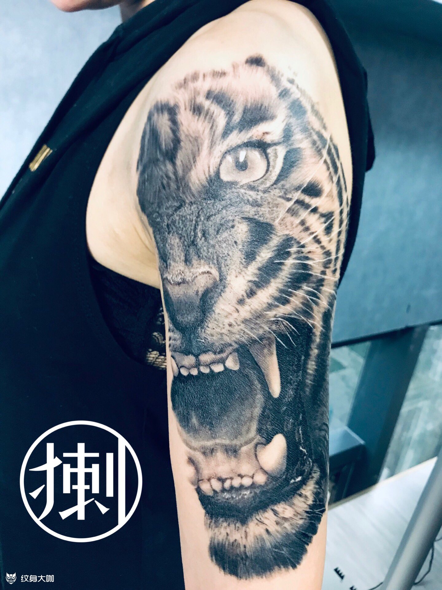 大臂老虎_纹身图案手稿图片_胡煜钟的纹身作品集