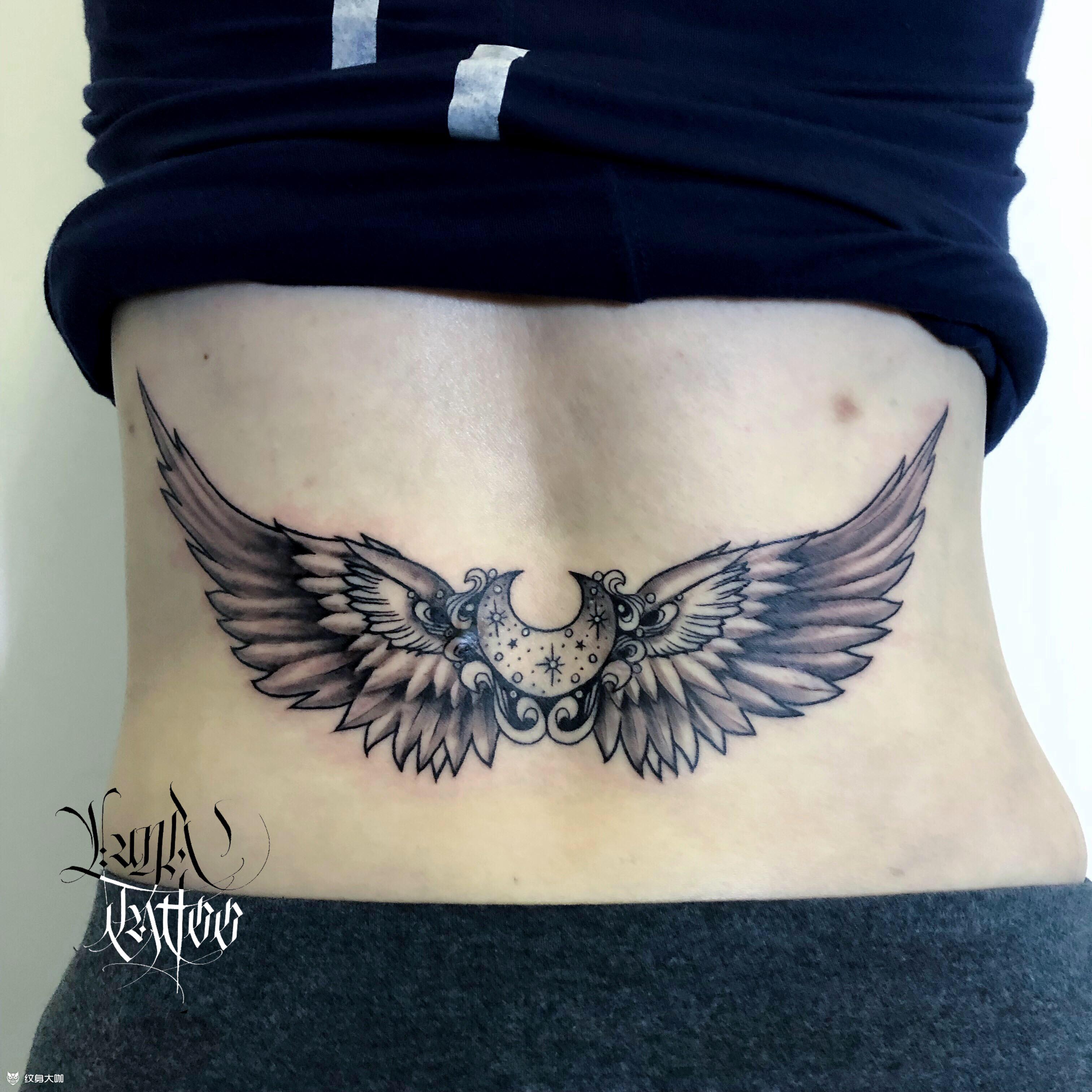 翅膀(遮盖疤痕)_纹身图案手稿图片_麟allen的纹身作品集
