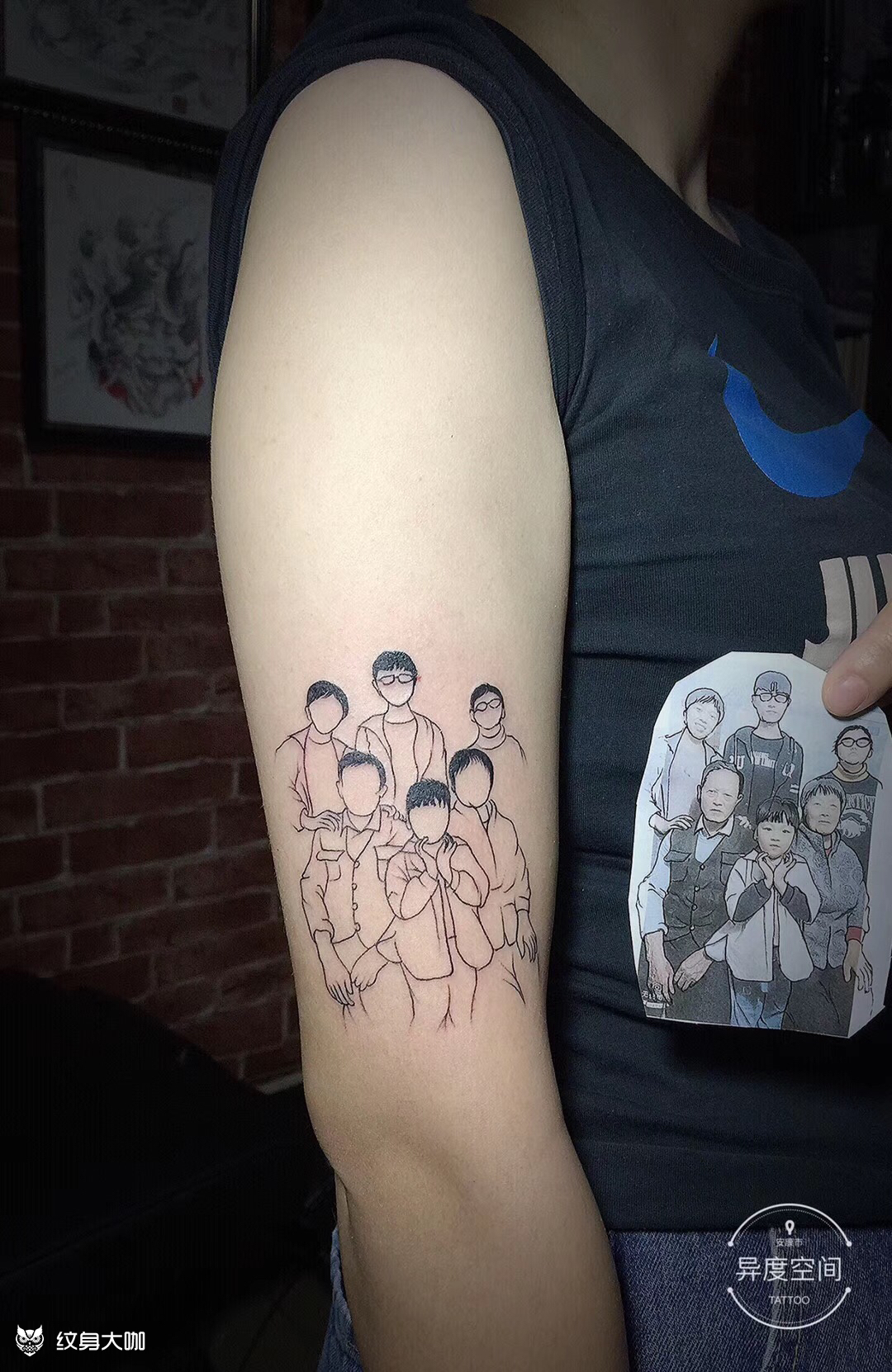 全家福肖像_纹身图案手稿图片_杨茹的纹身作品集