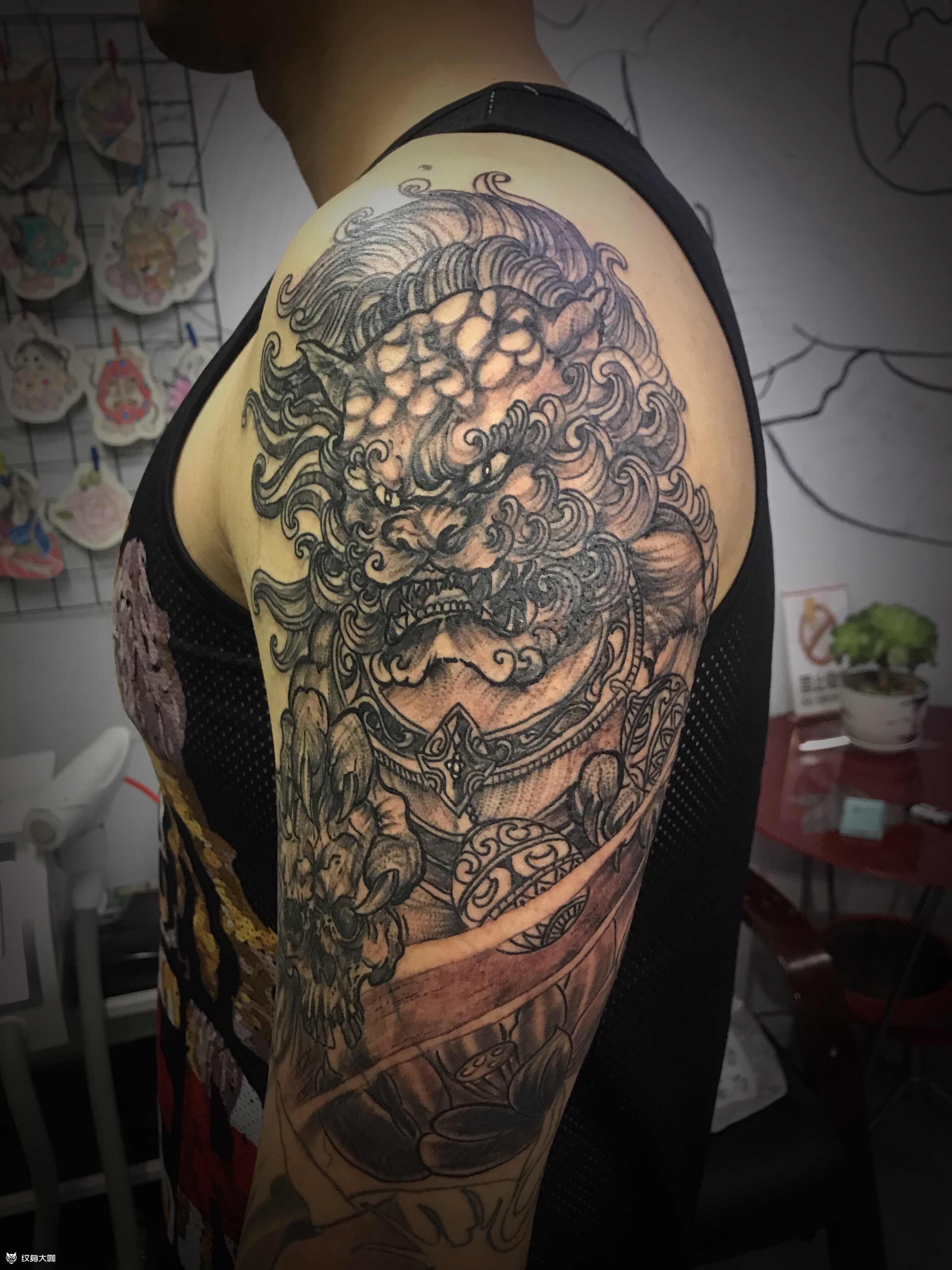 唐狮子_纹身图案手稿图片_晓晨的纹身作品集