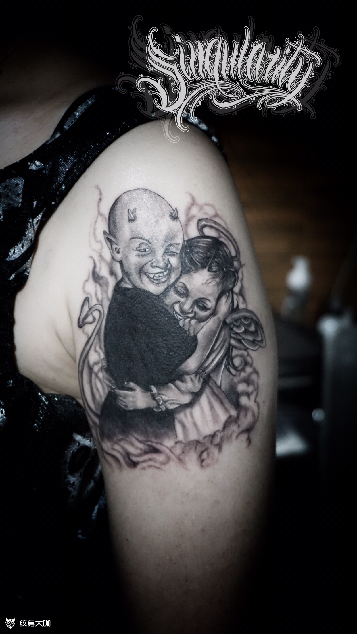 魔鬼&天使_纹身图案手稿图片_杨子龙的纹身作品集
