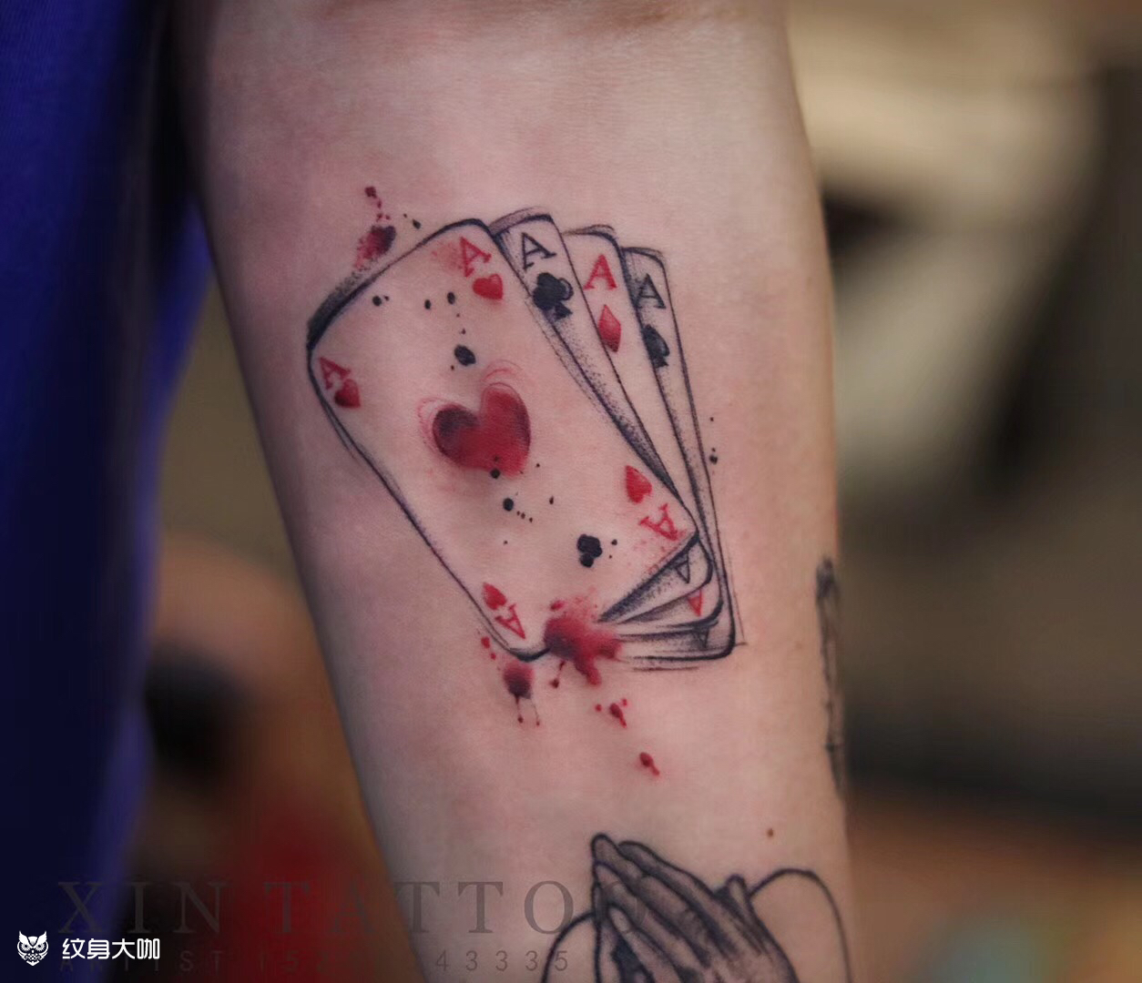 扑克牌纹身_纹身图案手稿图片_刘鑫的纹身作品集